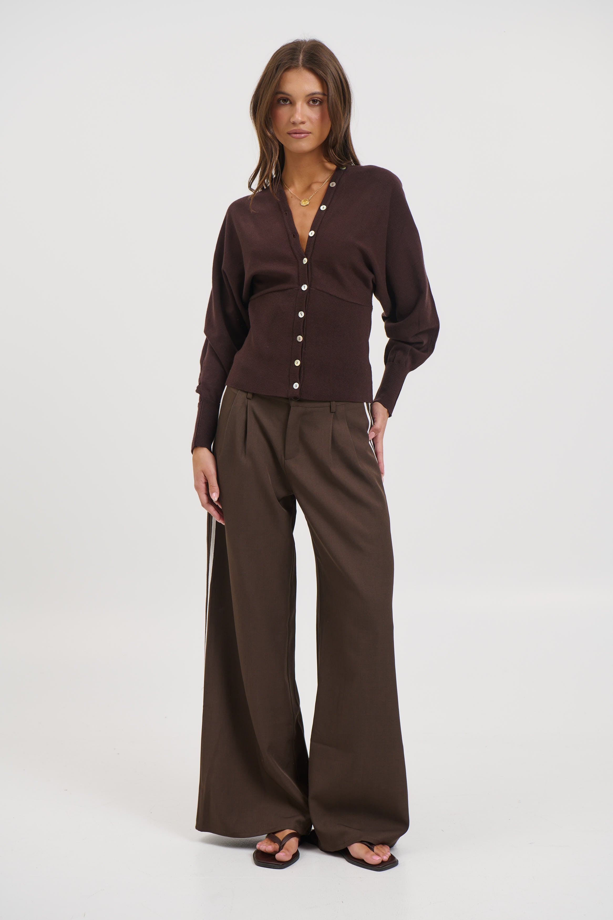 Taya Button Up Chocolate