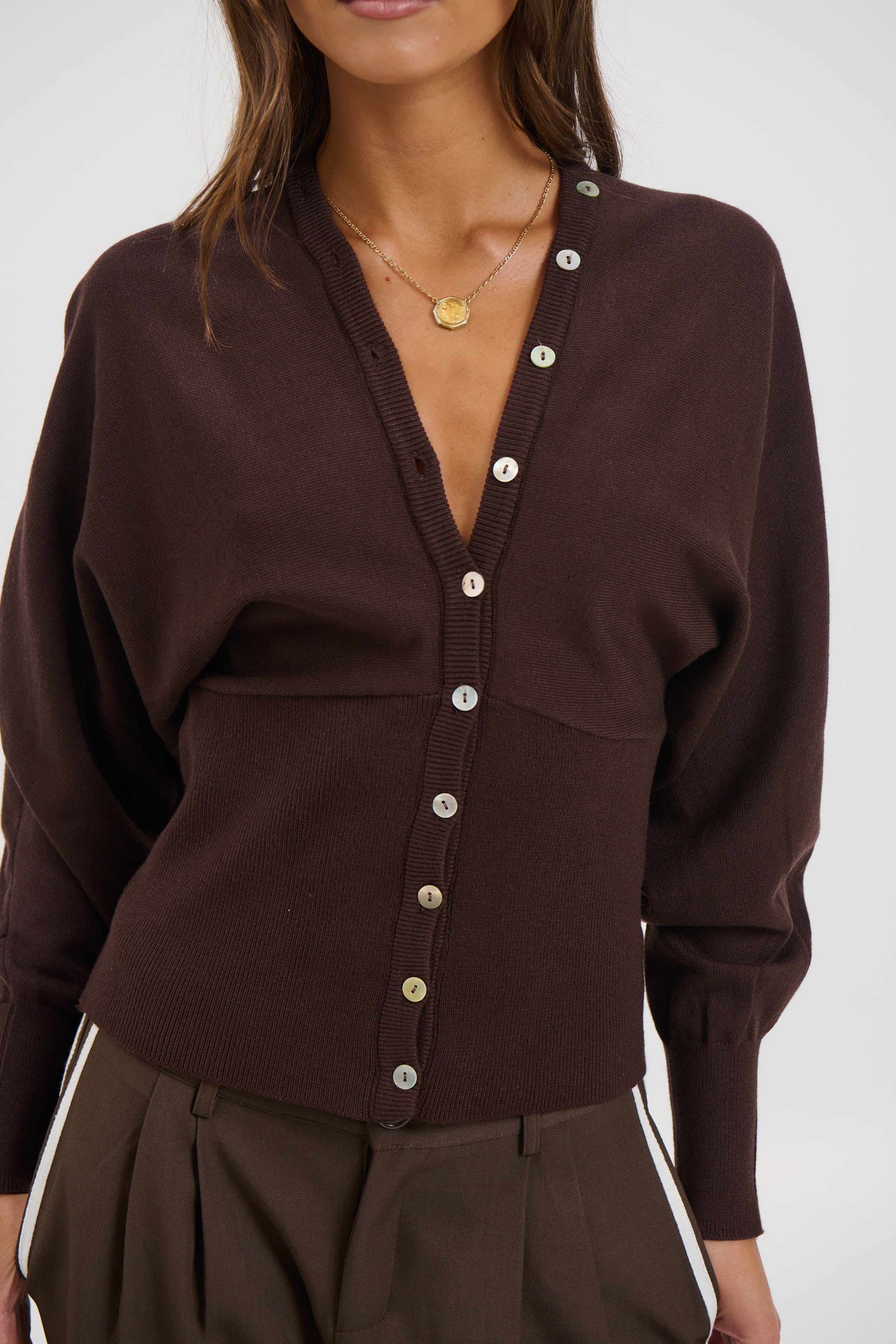 Taya Button Up Chocolate