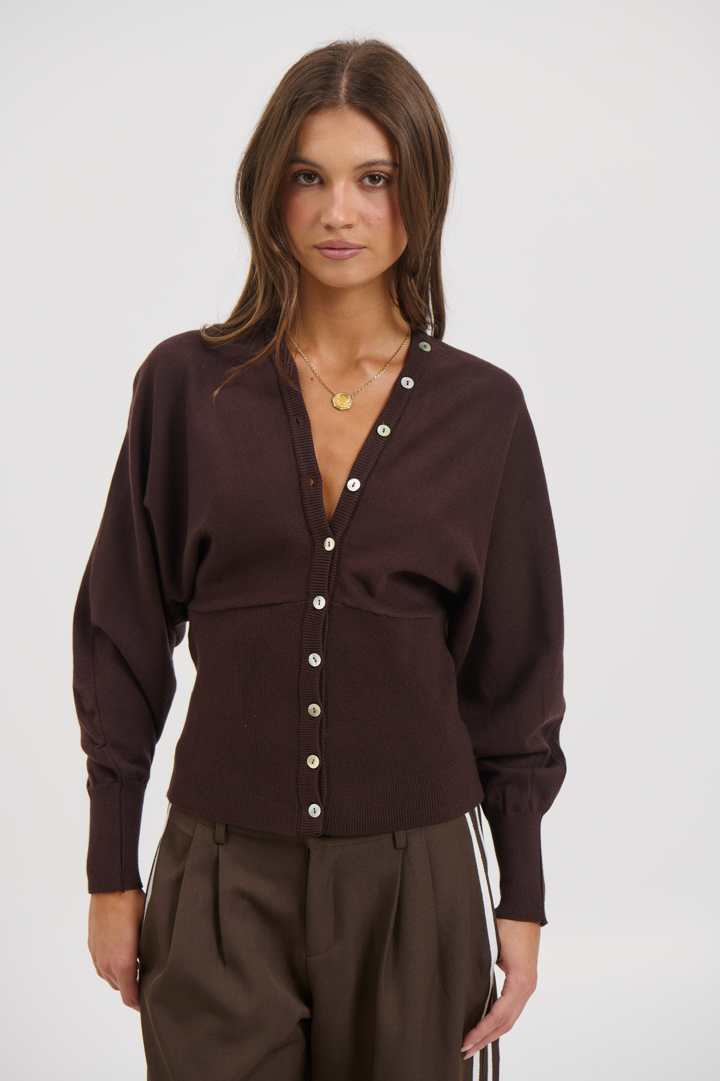 Taya Button Up Chocolate