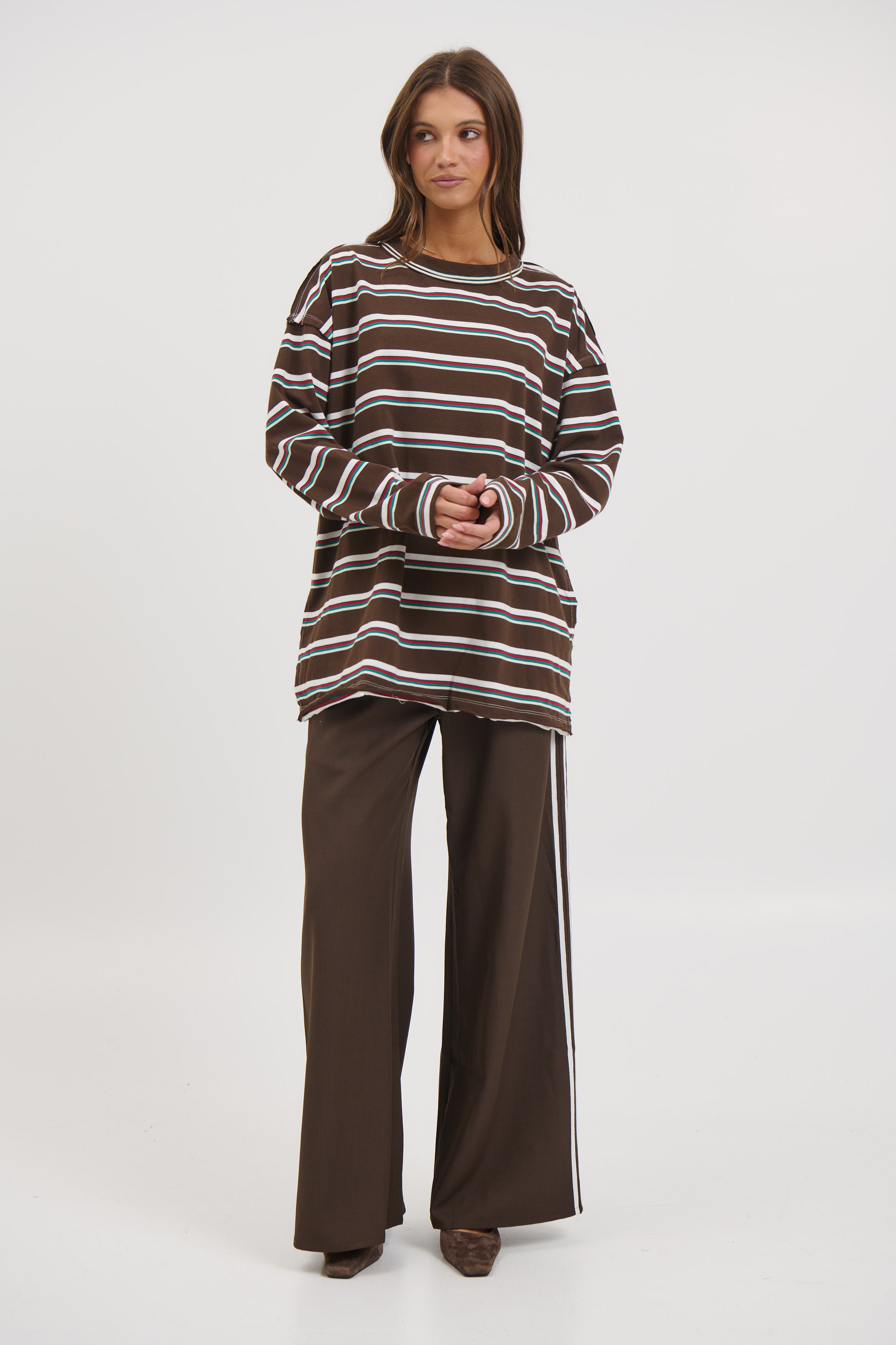 Horizon Long Sleeve Dark Chocolate Stripe