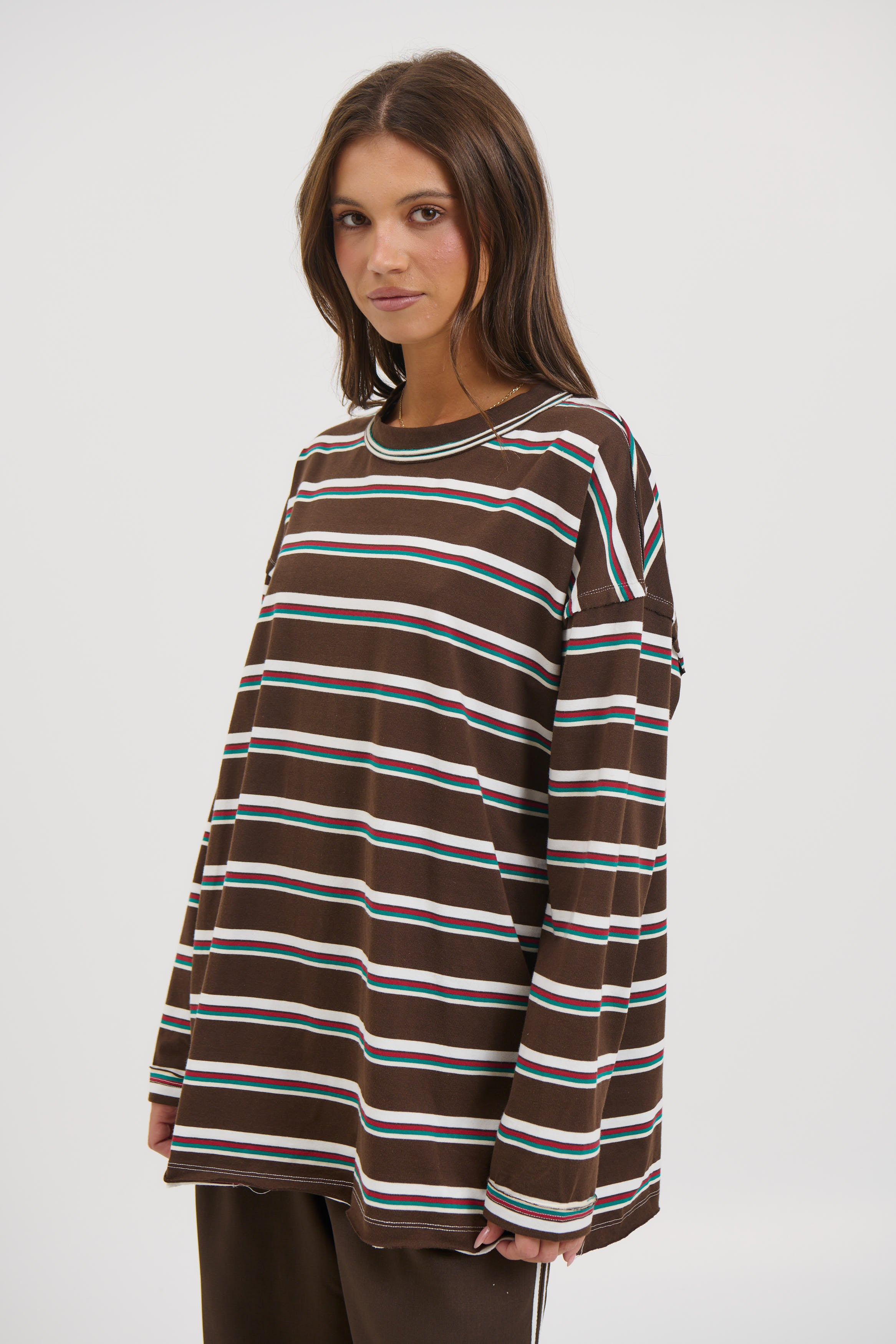 Horizon Long Sleeve Dark Chocolate Stripe