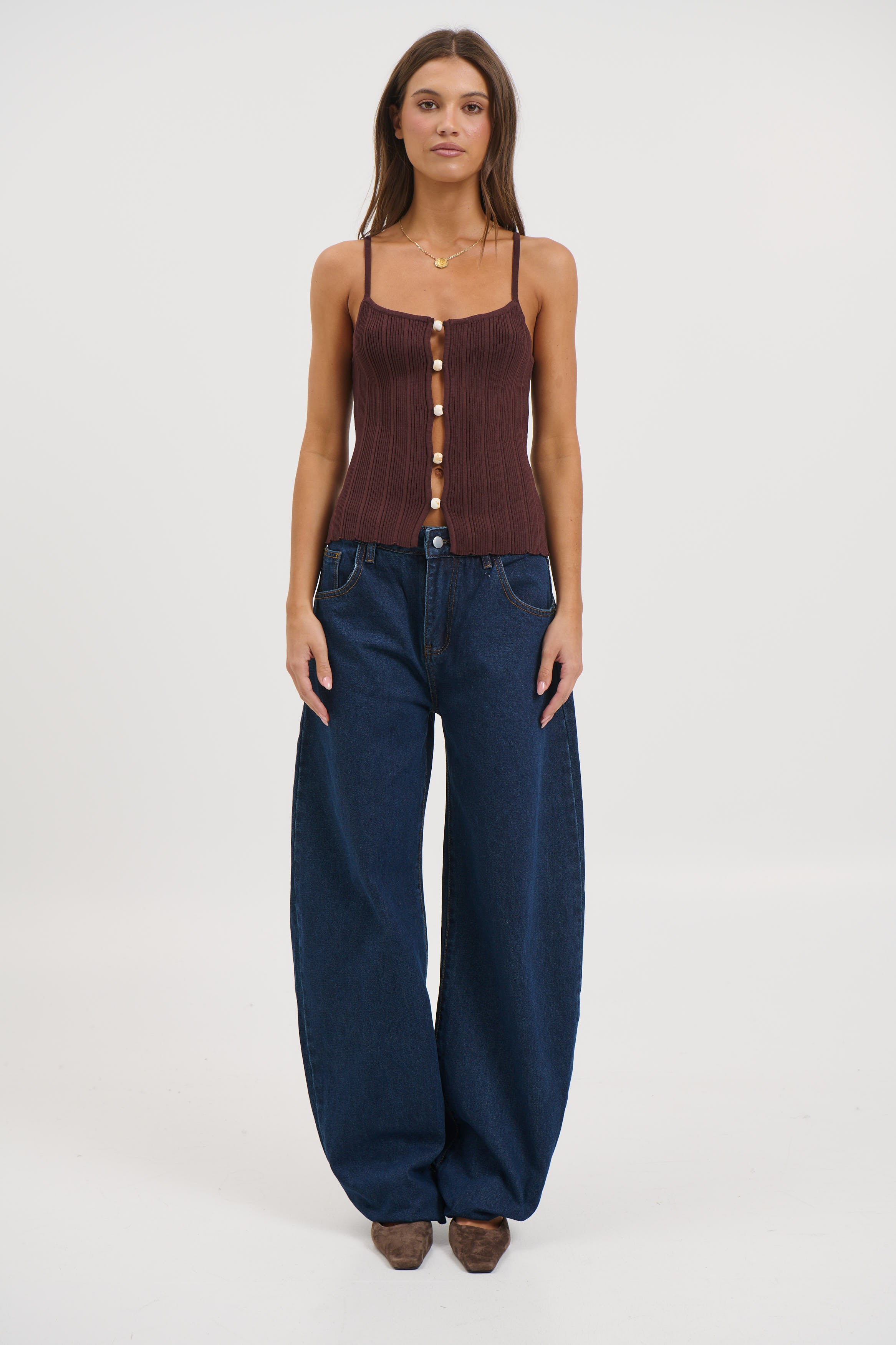 Odessa Knit Tank Top Chocolate