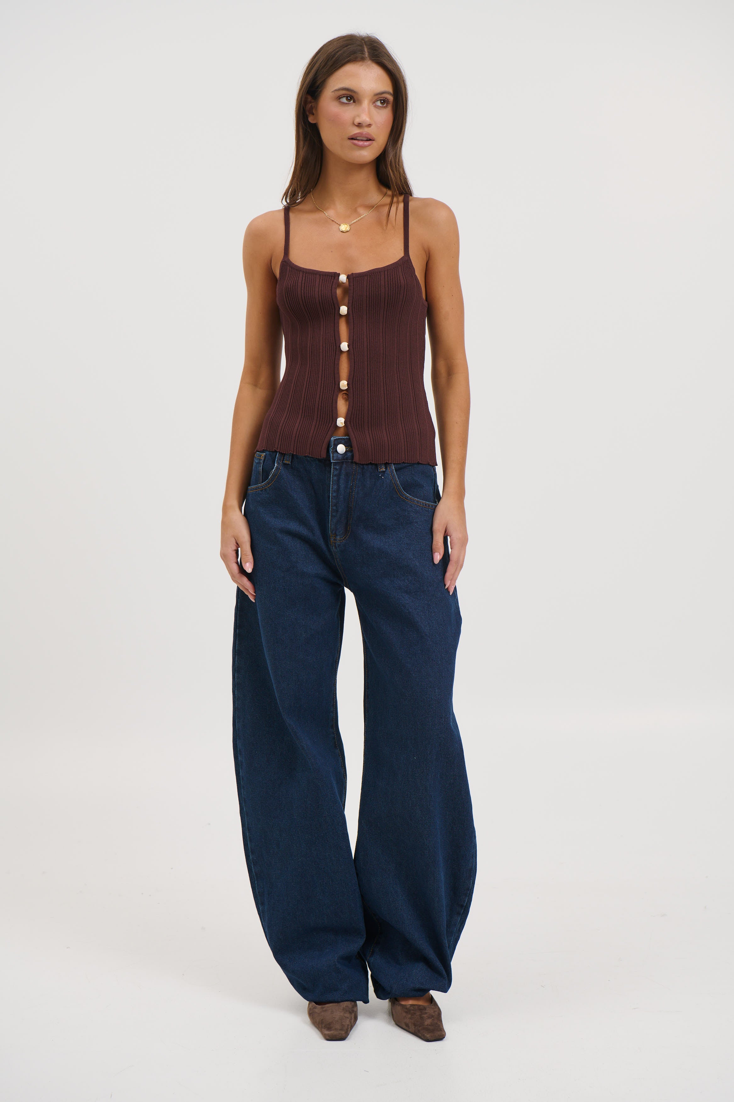 Odessa Knit Tank Top Chocolate