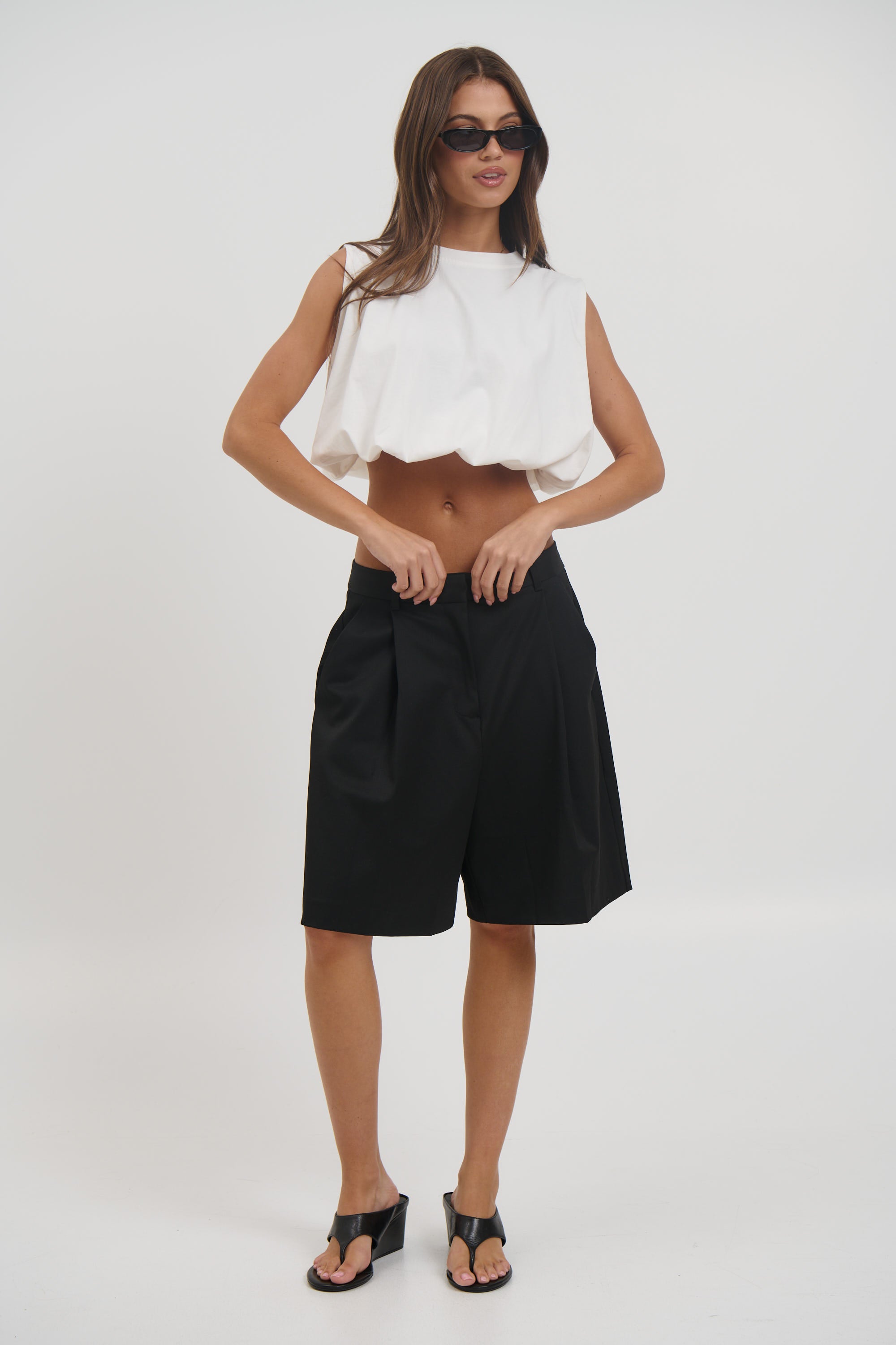 Emily Bubble Hem Top White