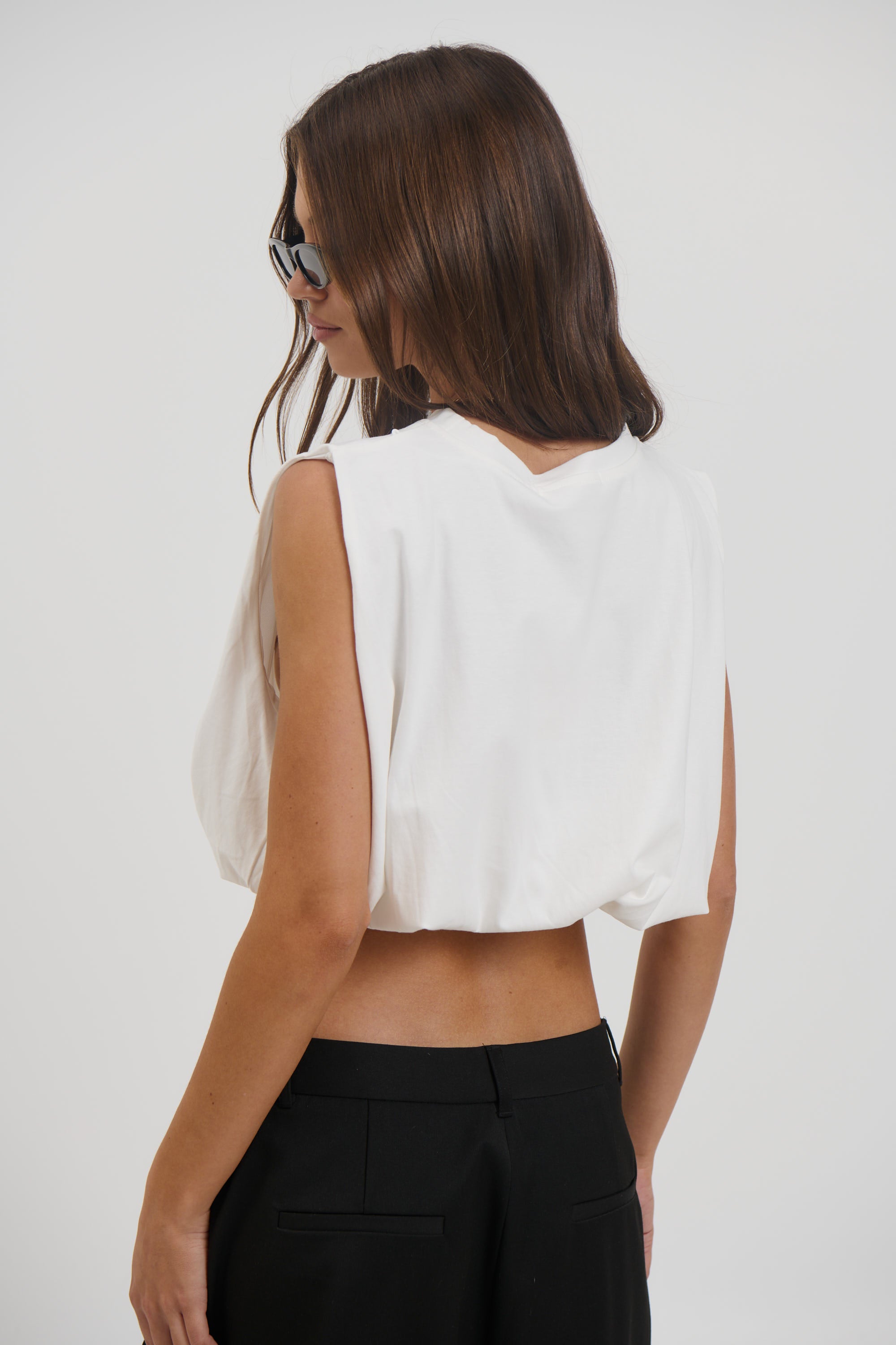 Emily Bubble Hem Top White