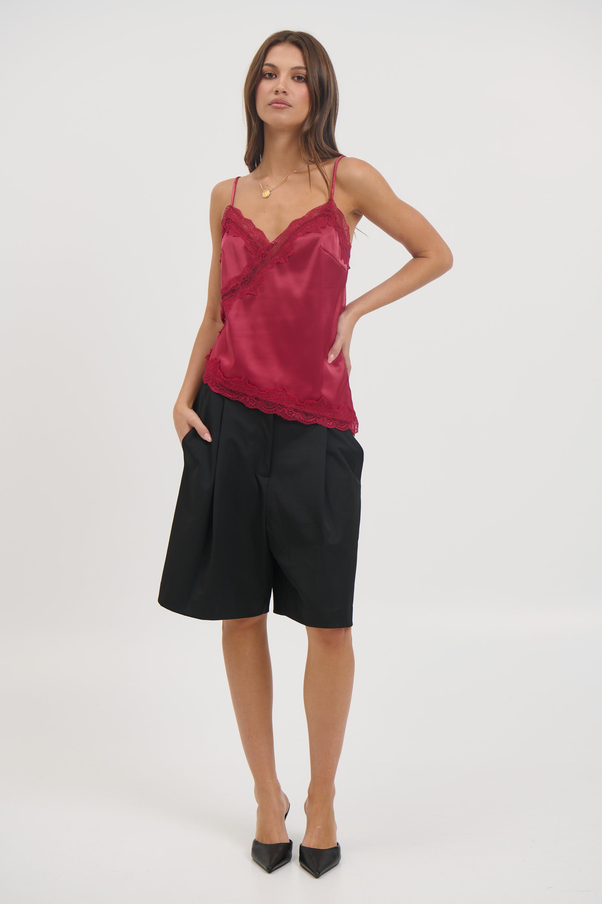 Whimsy Satin Cami Wine