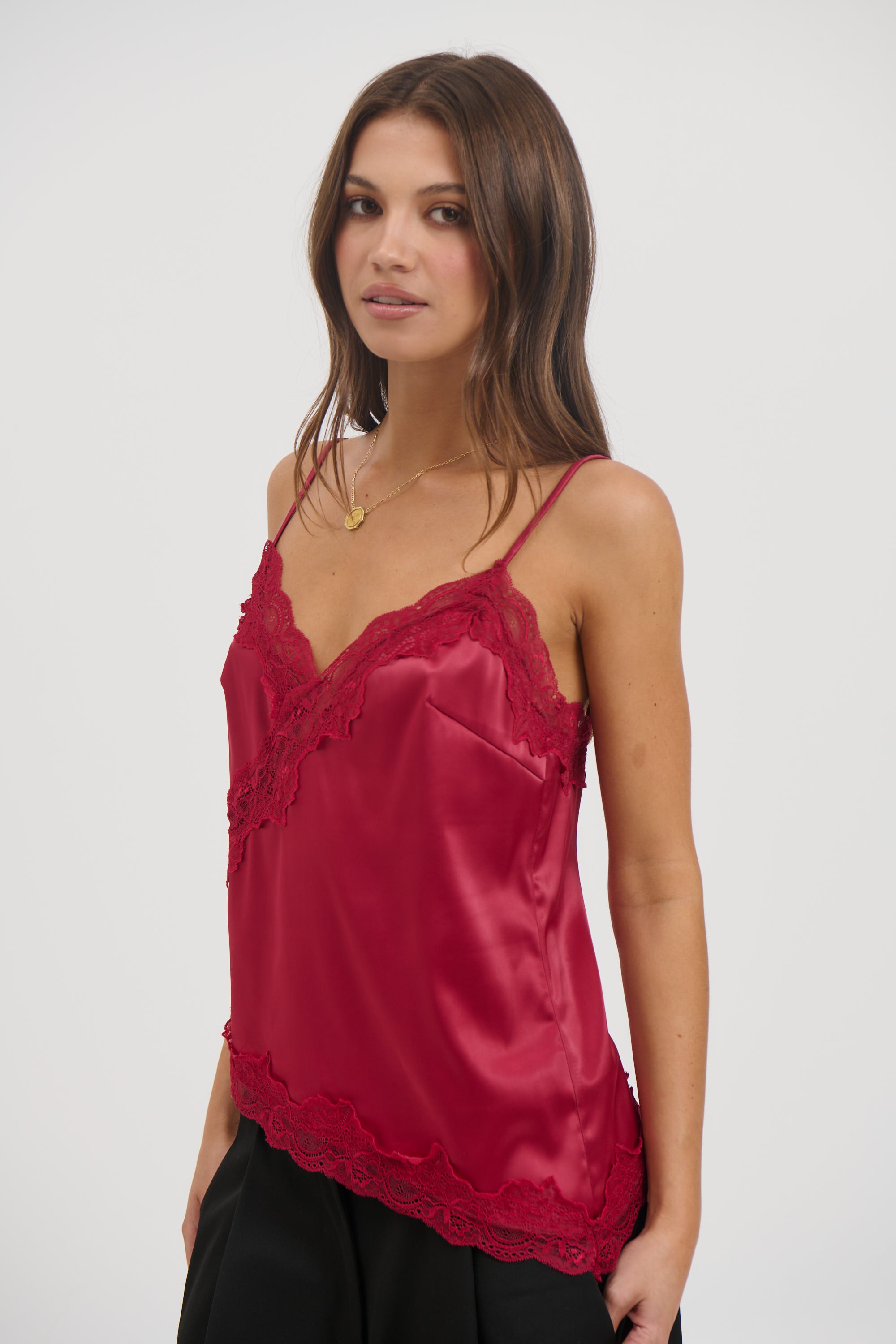 Whimsy Satin Cami Wine