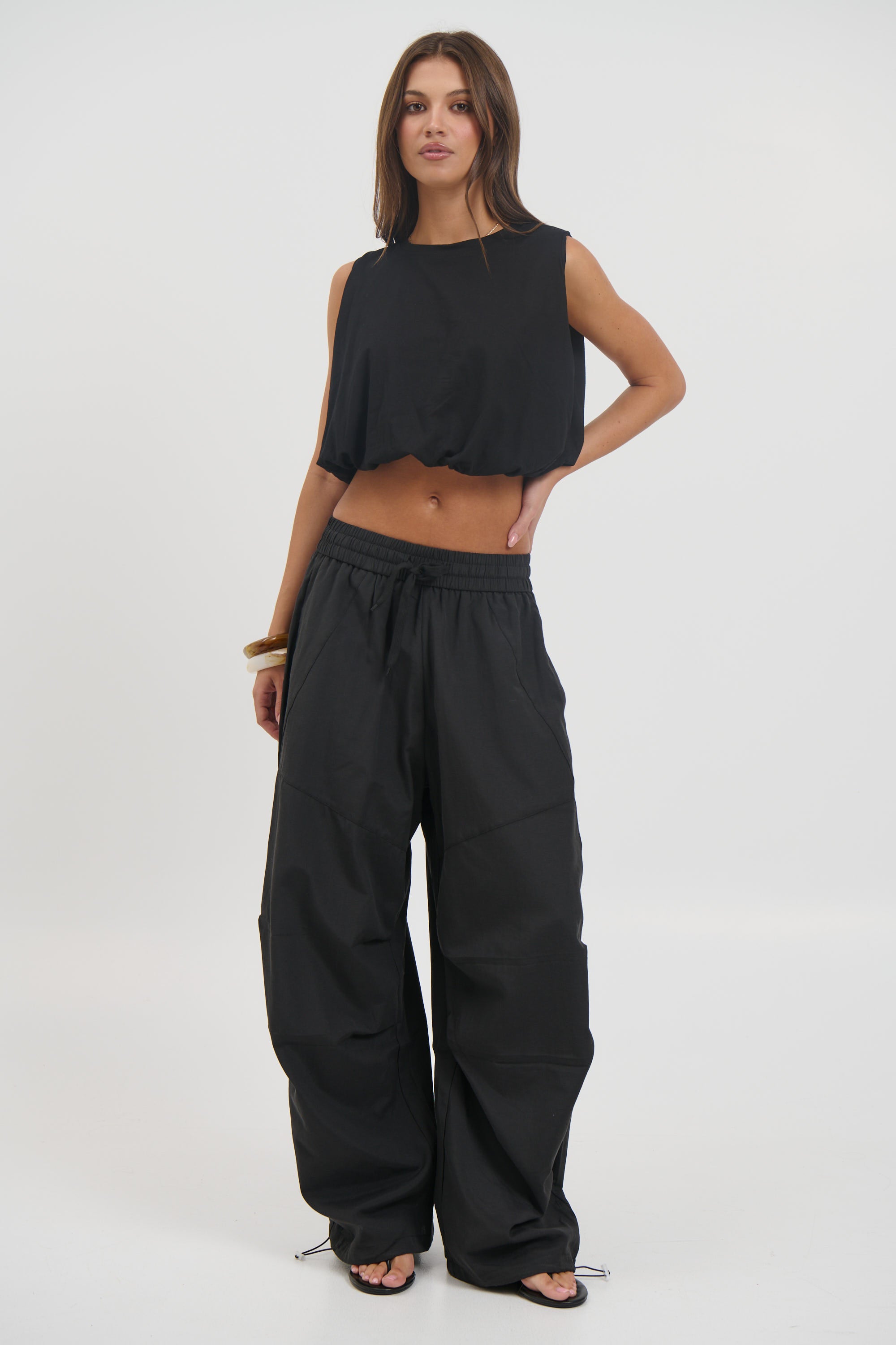 Emily Bubble Hem Top Black