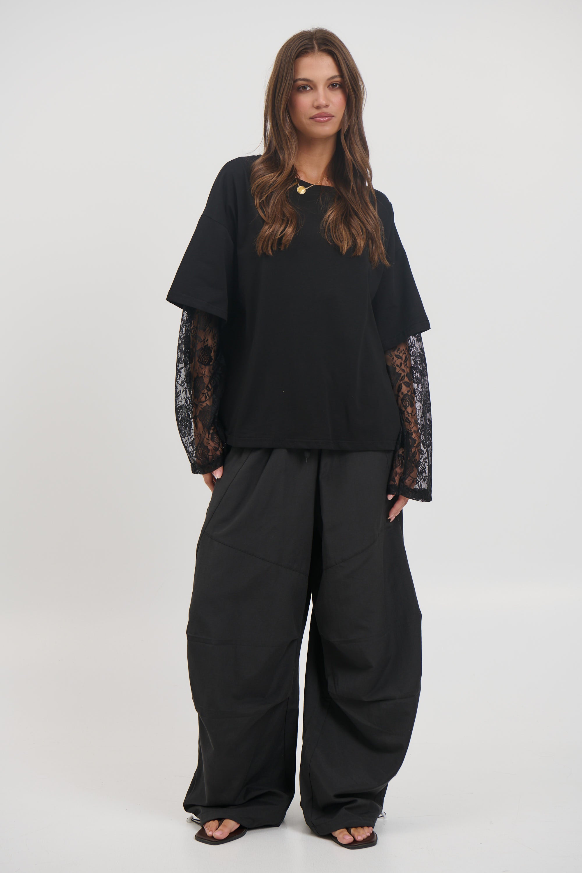 Francesca Lace Tee Black