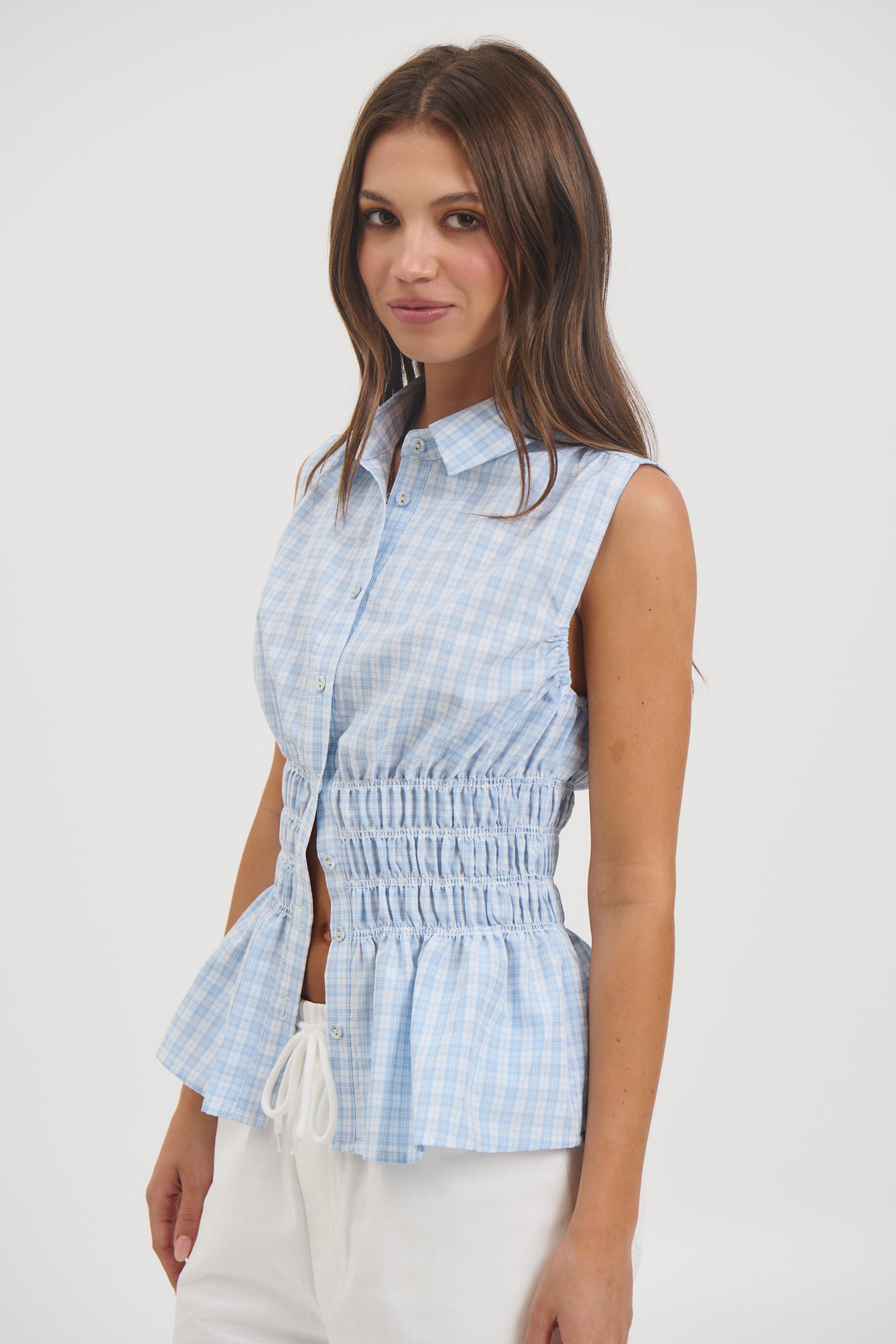 Charlotte Sleeveless Shirt Blue