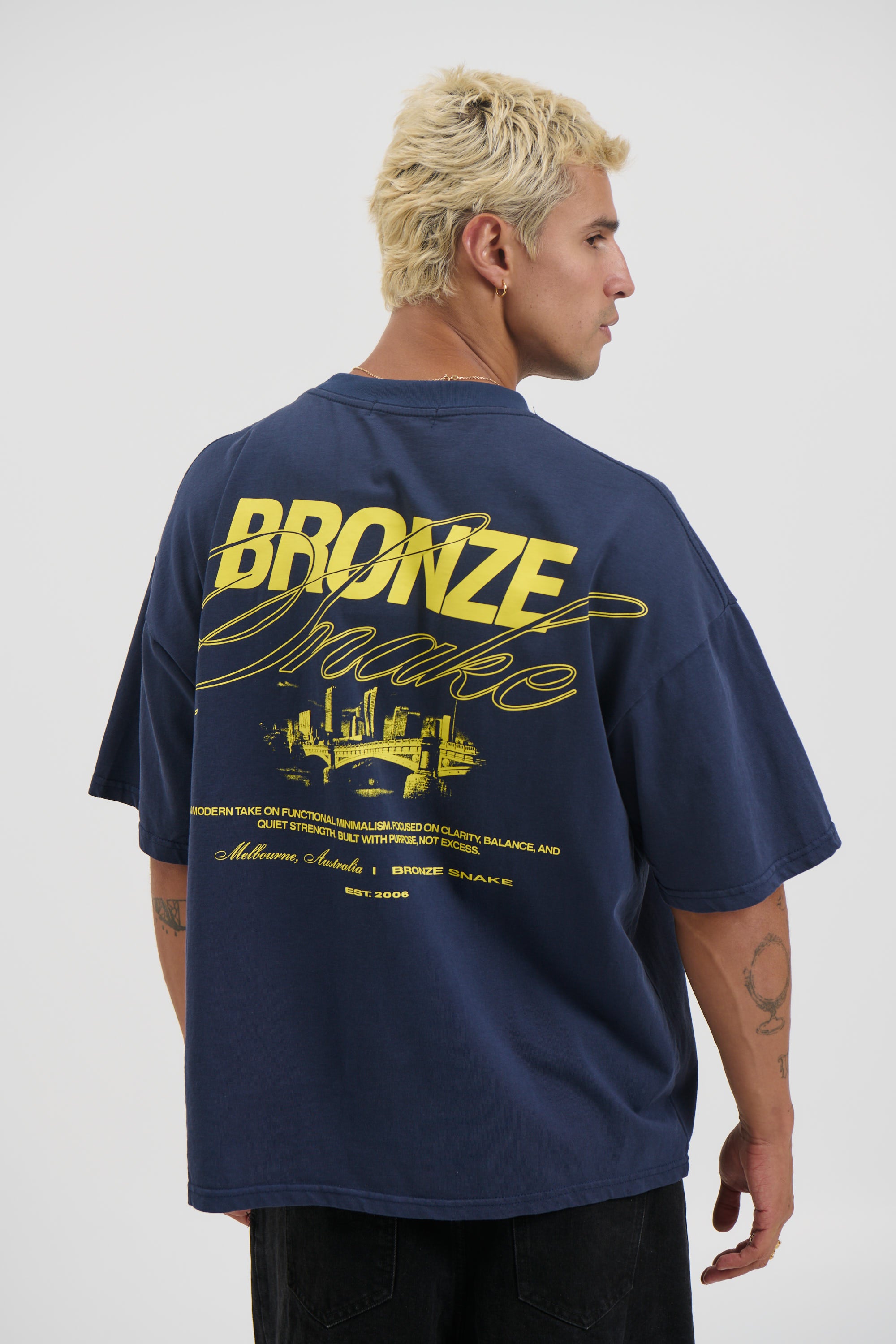 Bronze Snake Signature Tee Navy