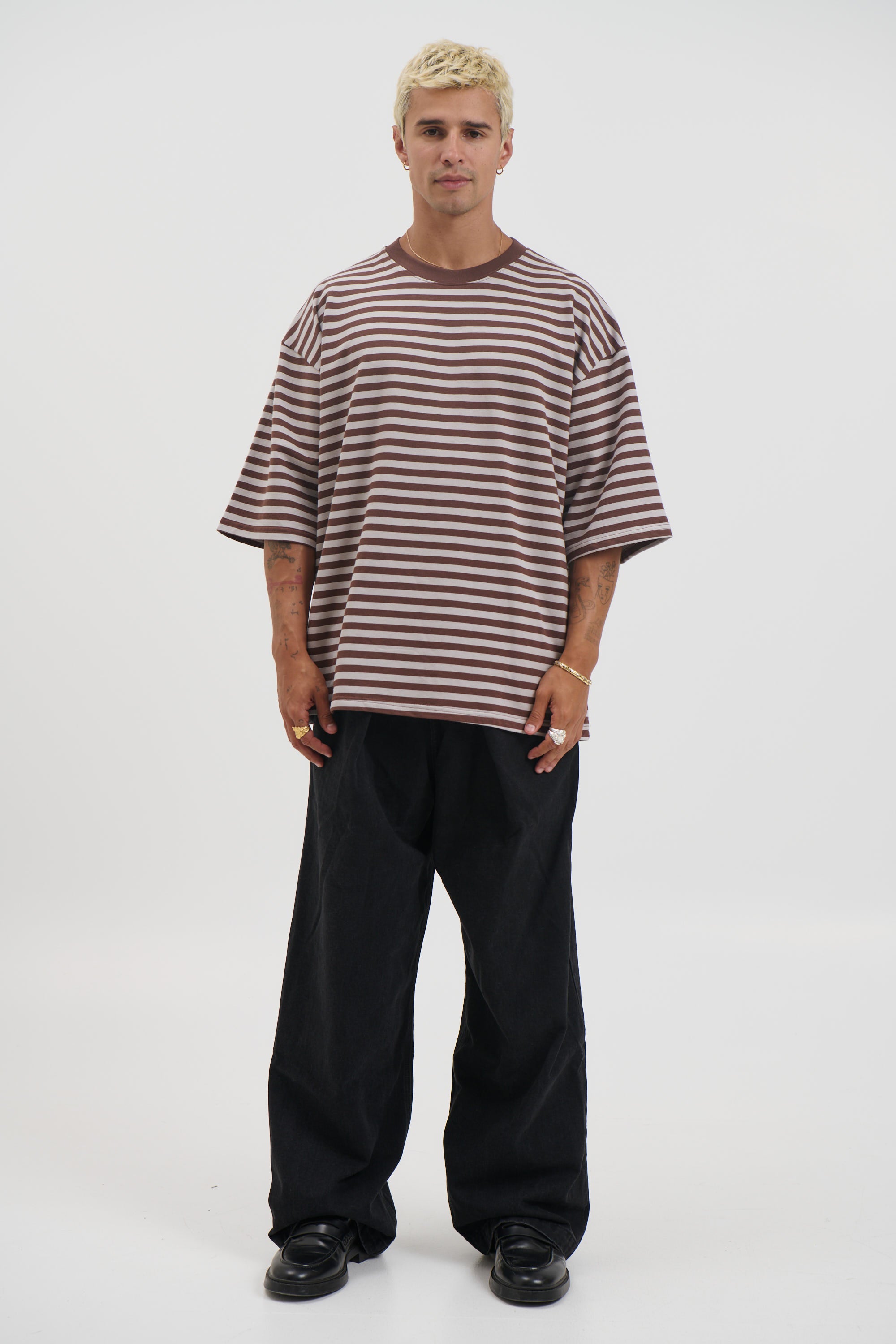 Lesley Stripe Crew Tee Choc
