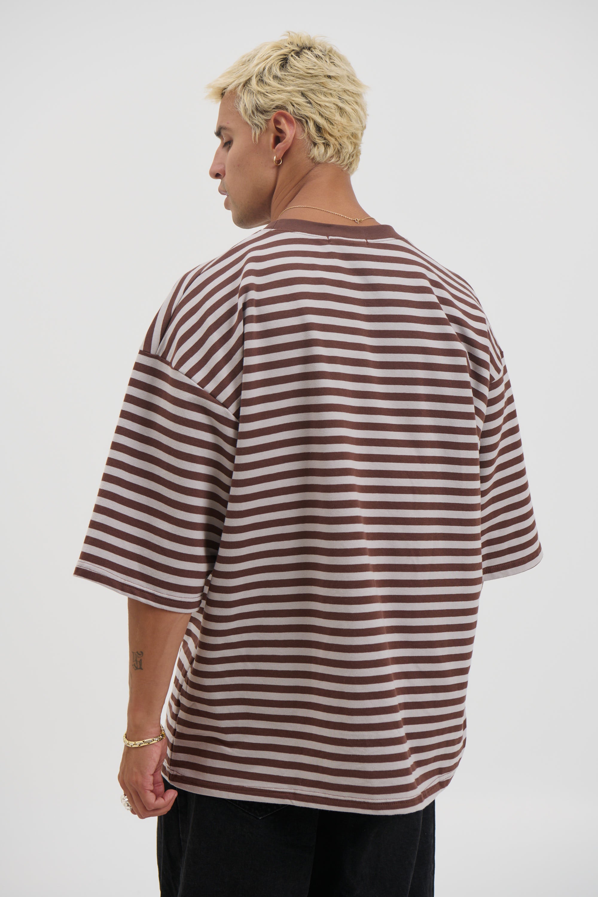 Lesley Stripe Crew Tee Choc