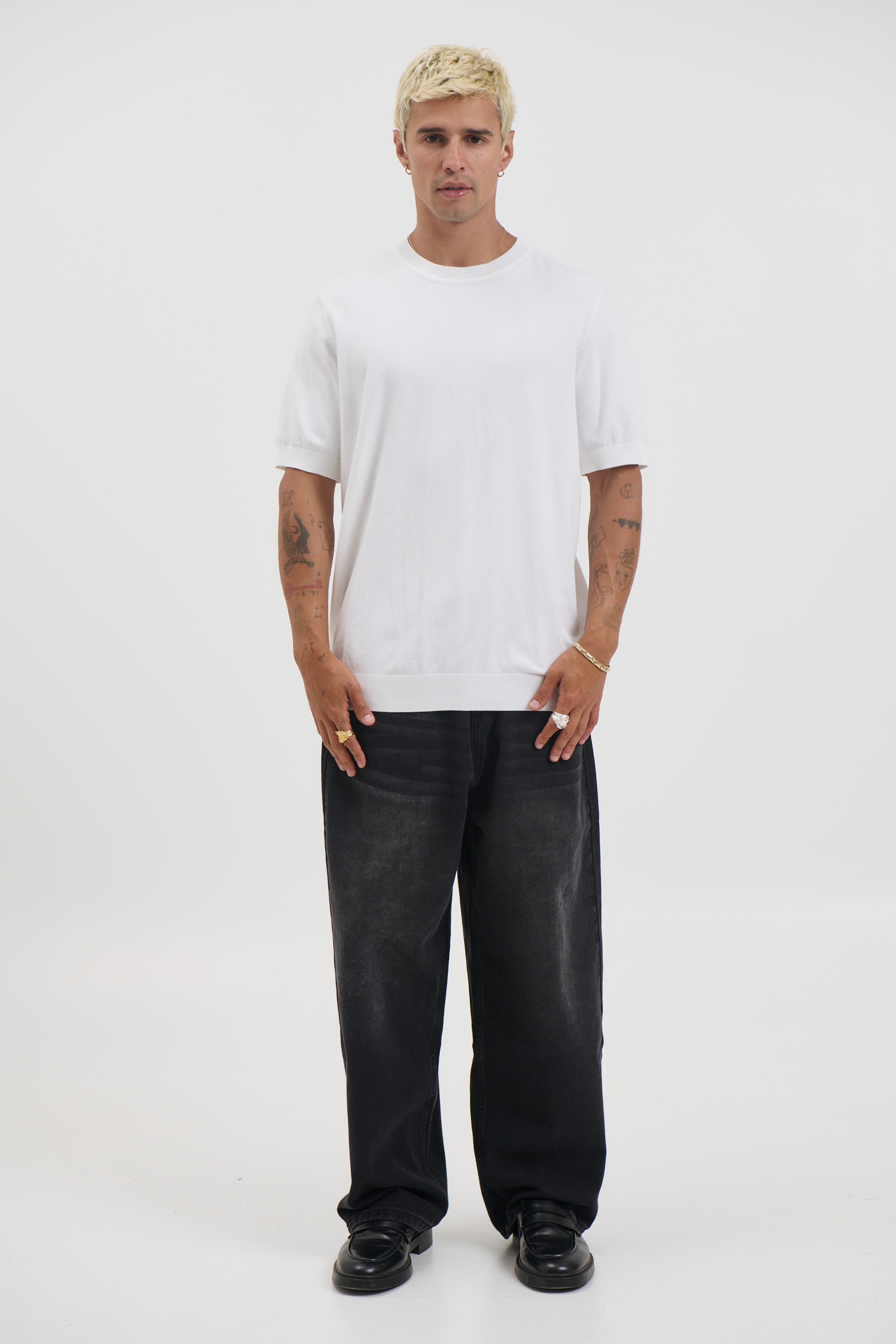 Nigel Fitted Knitted Tee White