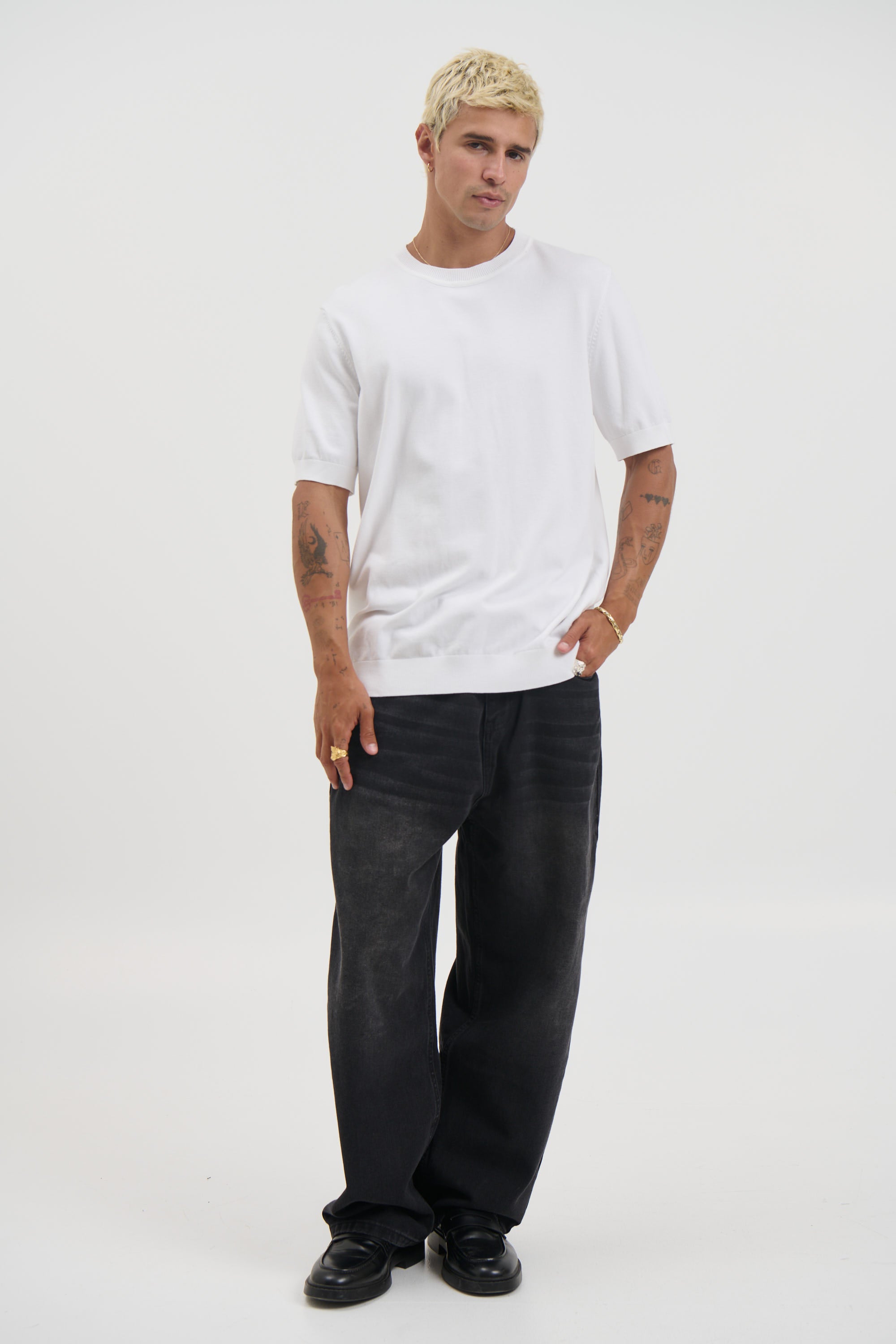 Nigel Fitted Knitted Tee White