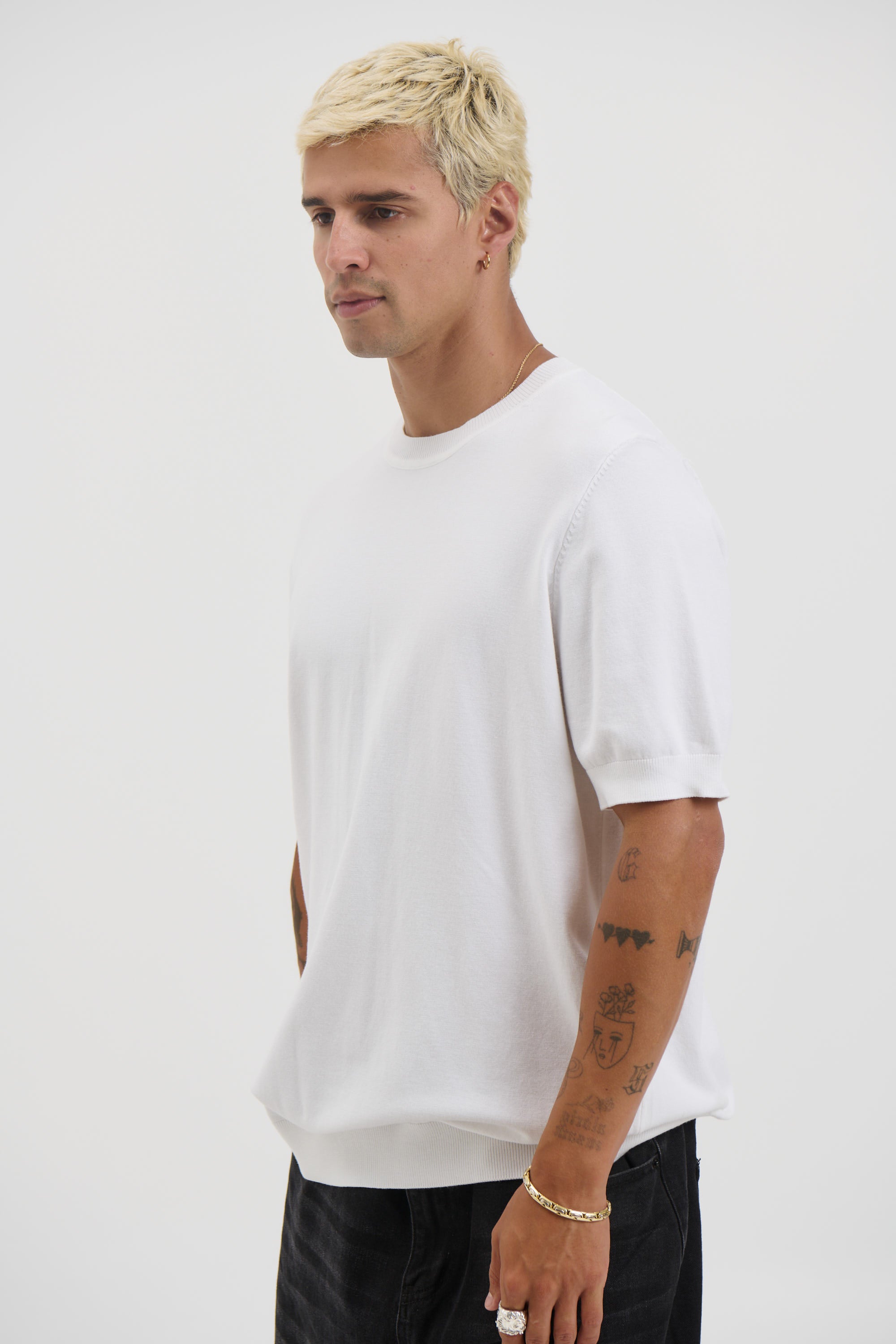 Nigel Fitted Knitted Tee White