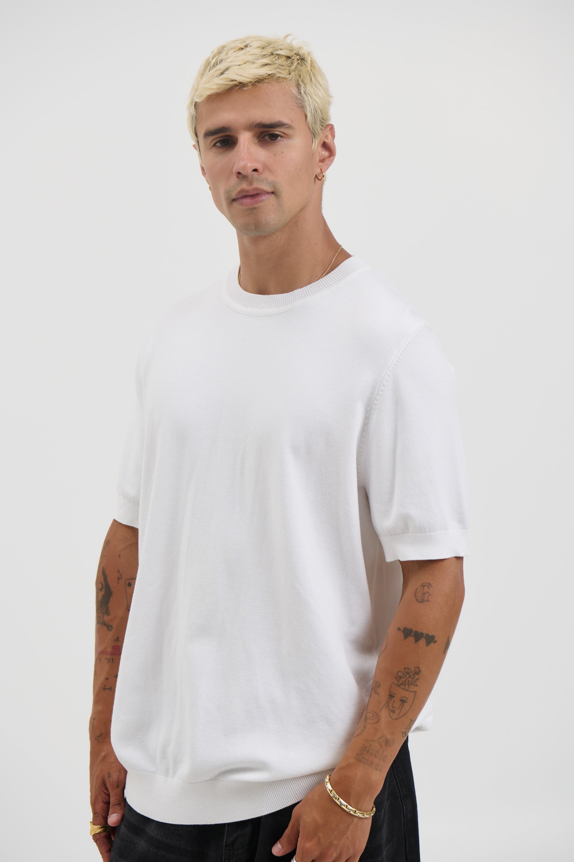 Nigel Fitted Knitted Tee White