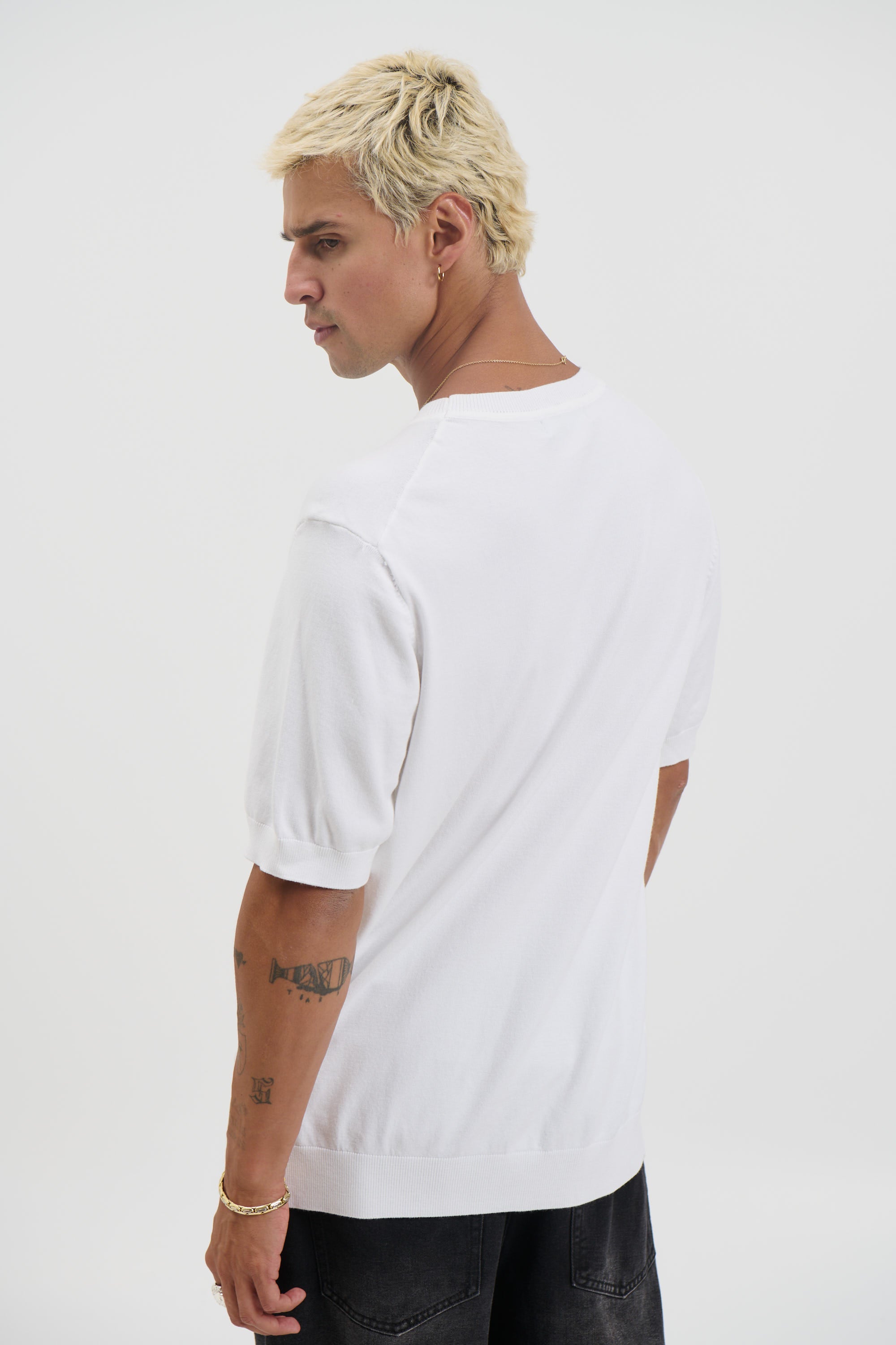 Nigel Fitted Knitted Tee White
