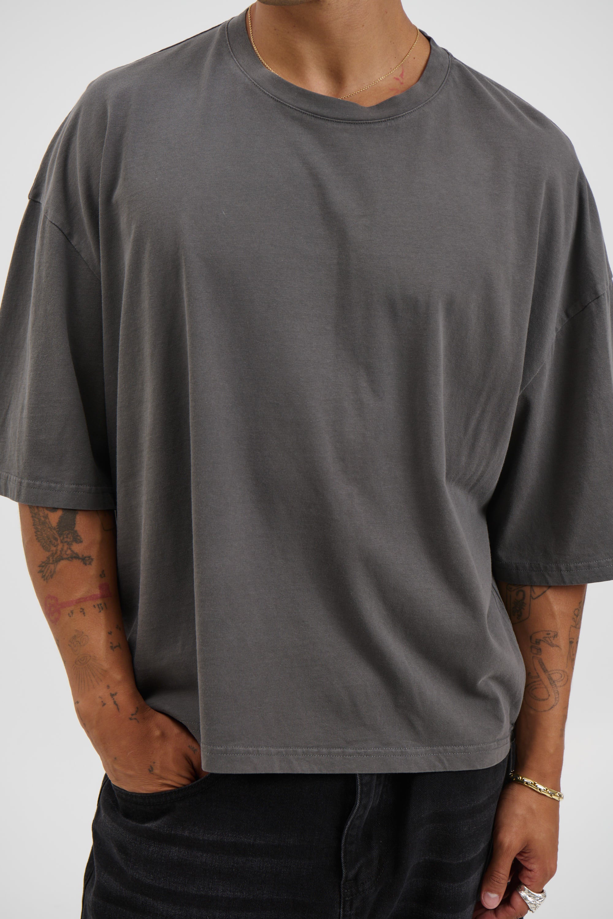NTH Crop Box Tee Charcoal