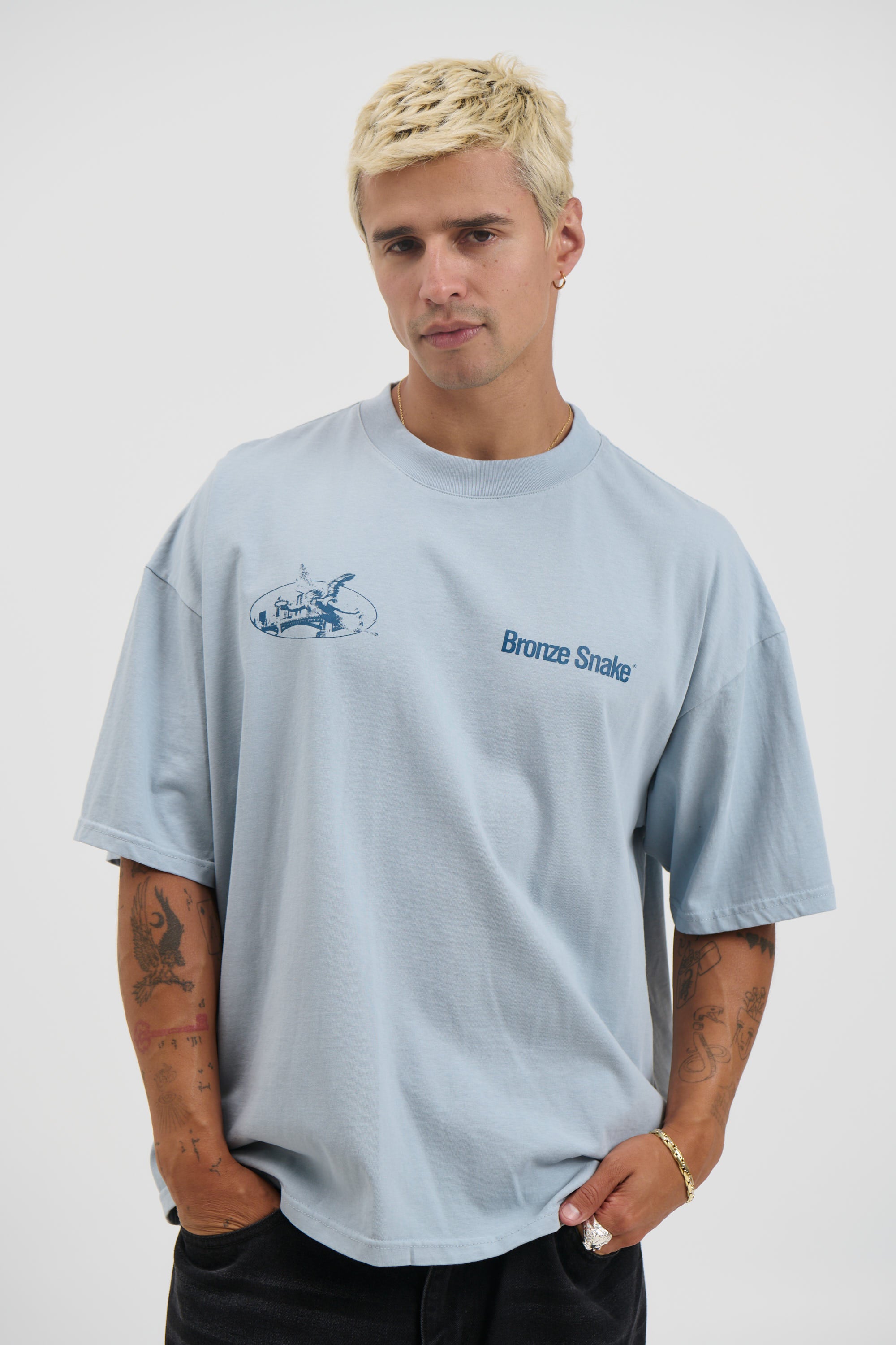 Bronze Snake Melb Tee Baby Blue