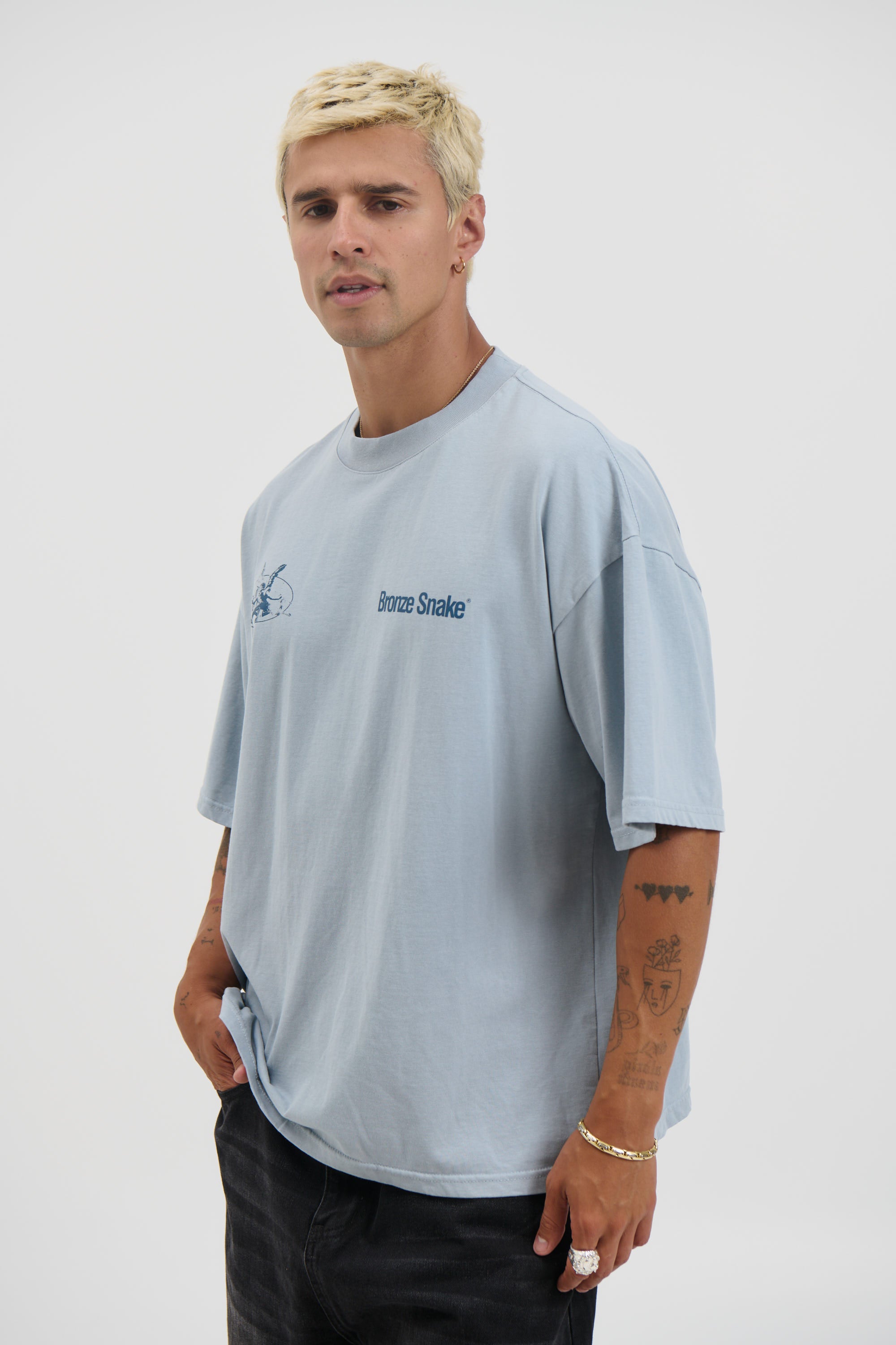 Bronze Snake Melb Tee Baby Blue