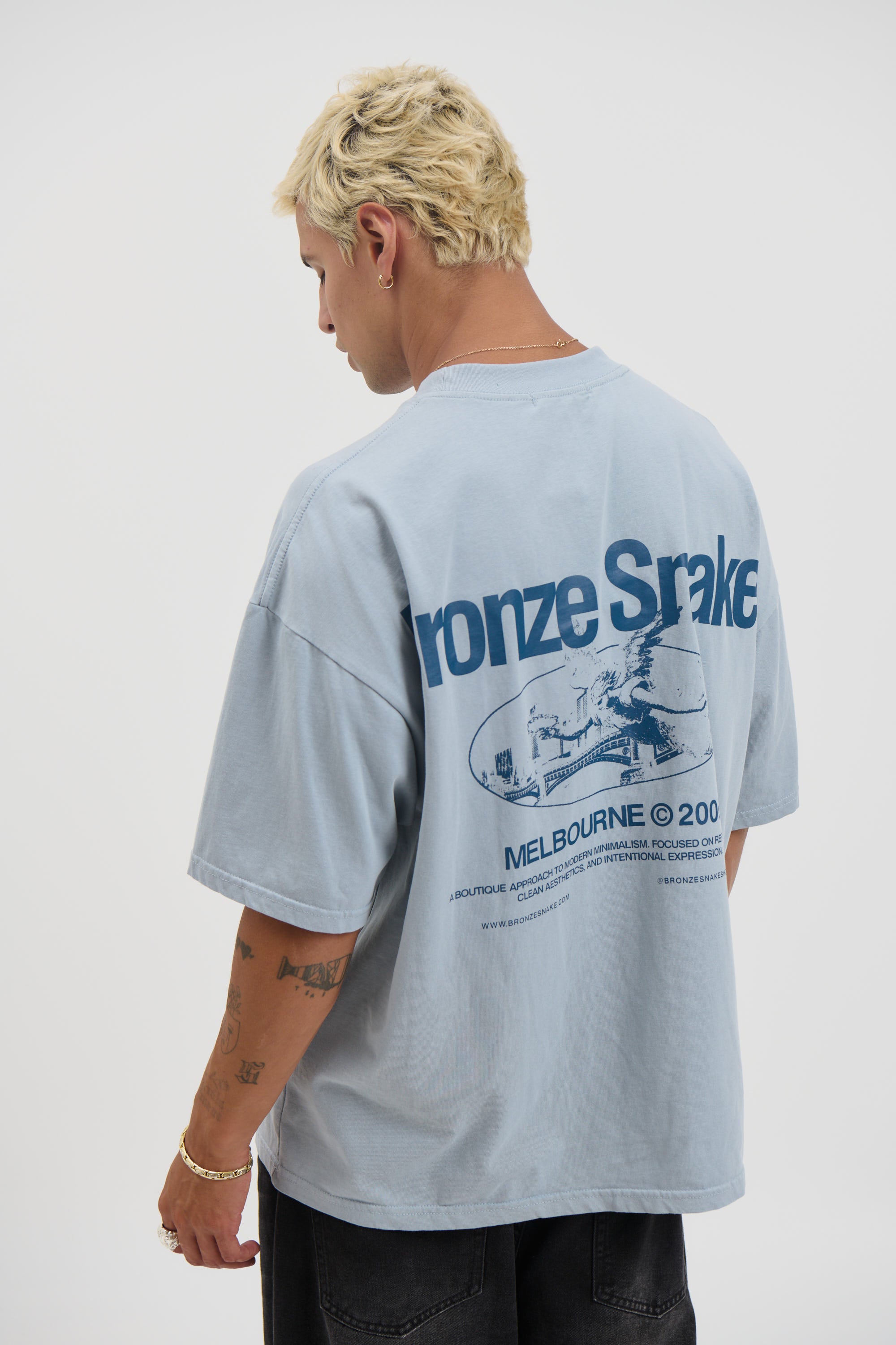 Bronze Snake Melb Tee Baby Blue