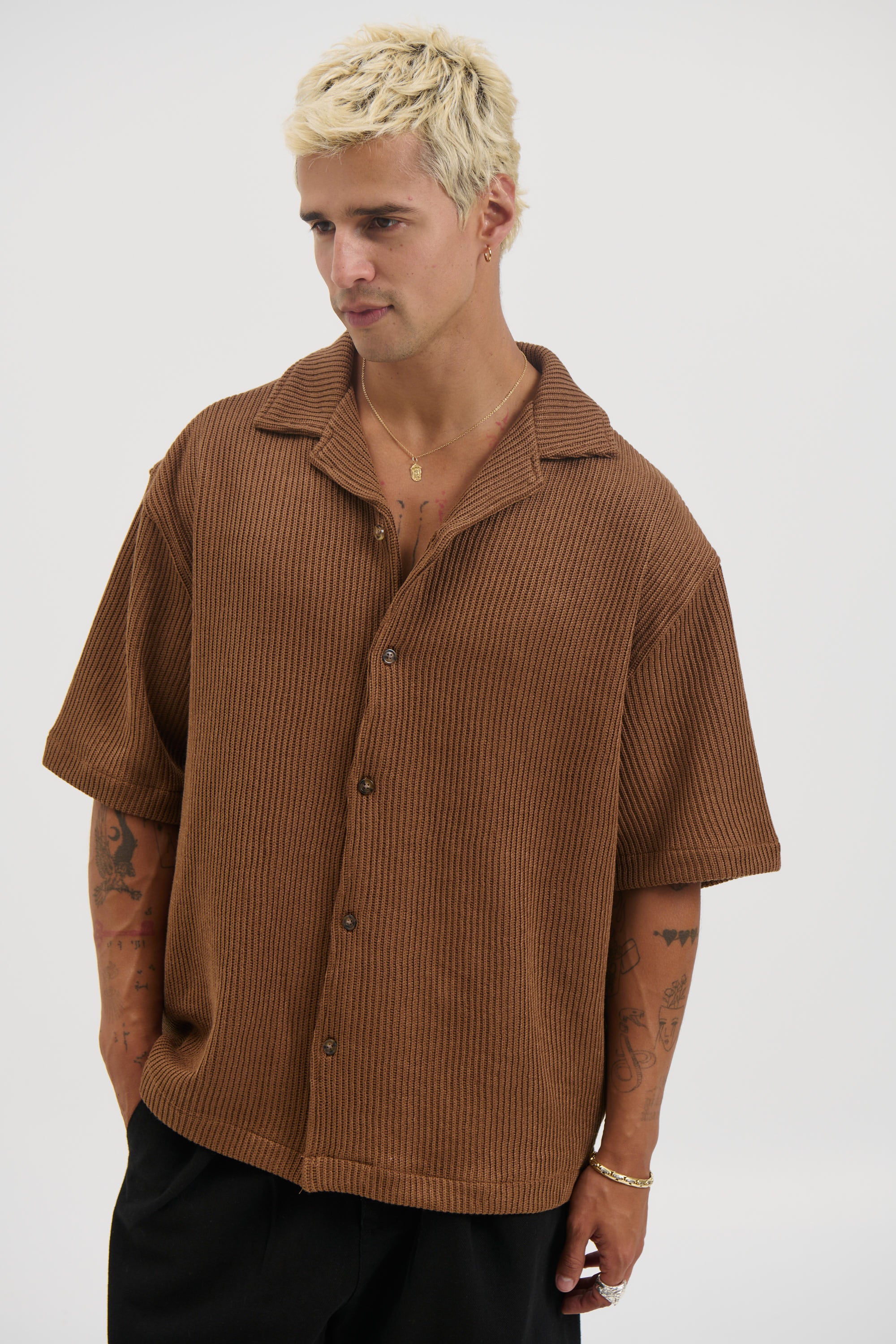 Chad Knitted Shirt Choc