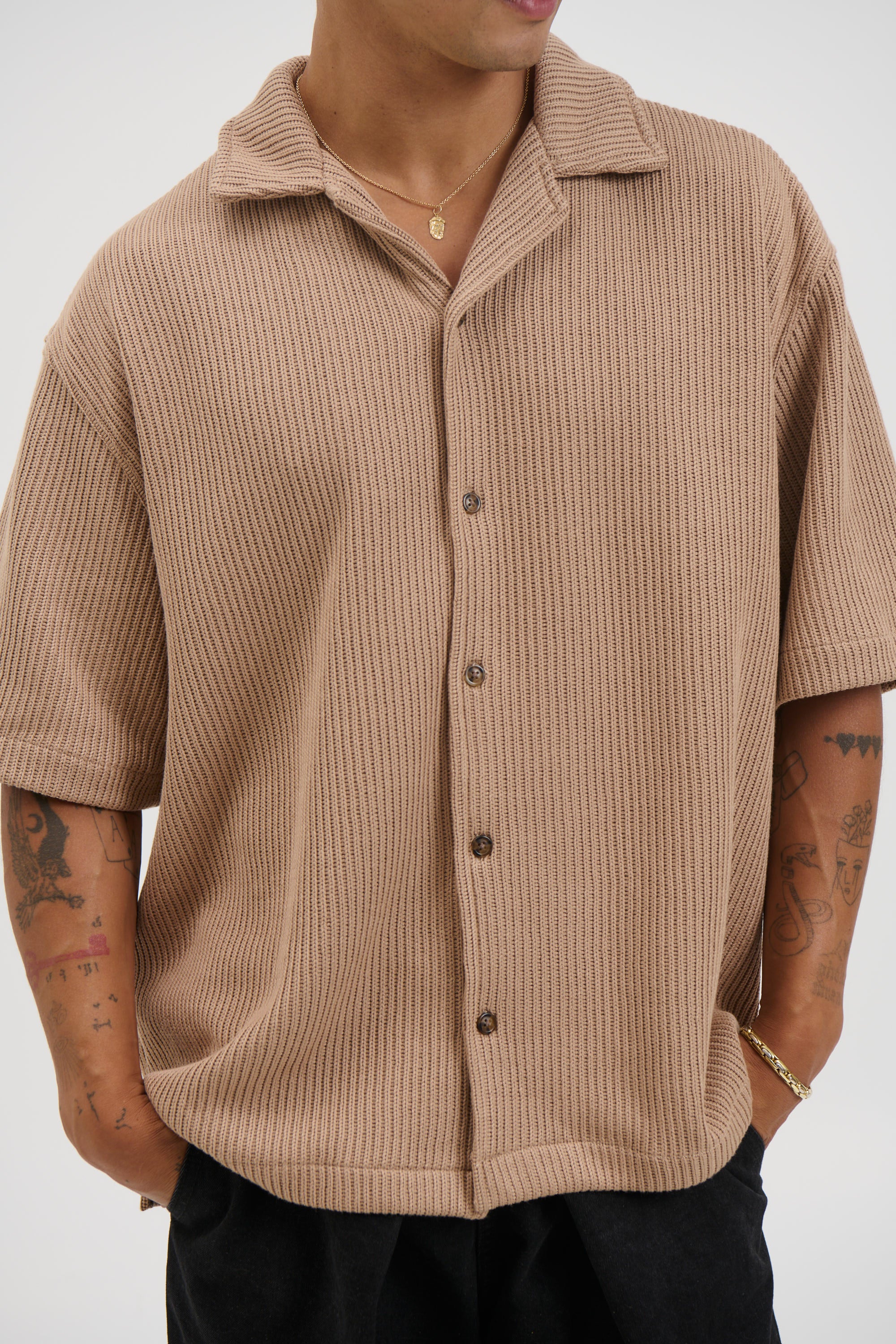 Chad Knitted Shirt Mocha