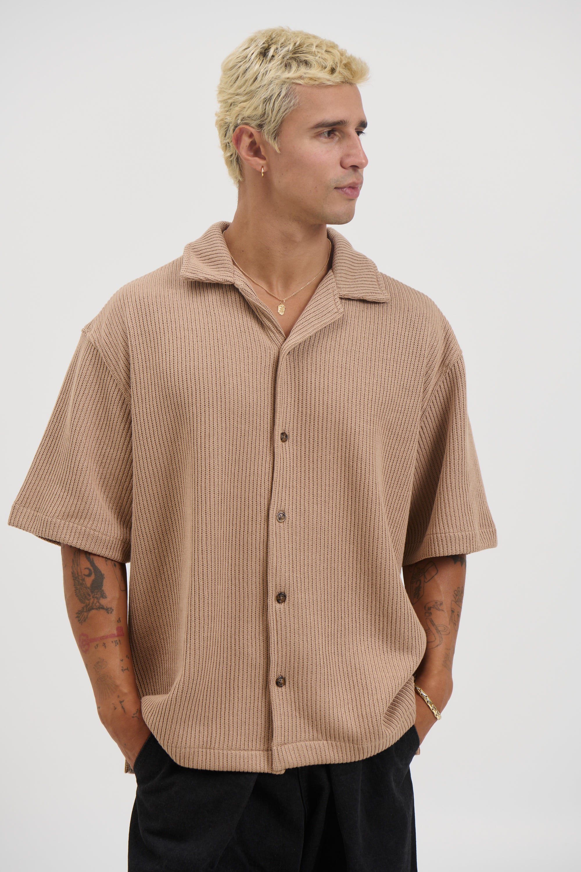 Chad Knitted Shirt Mocha
