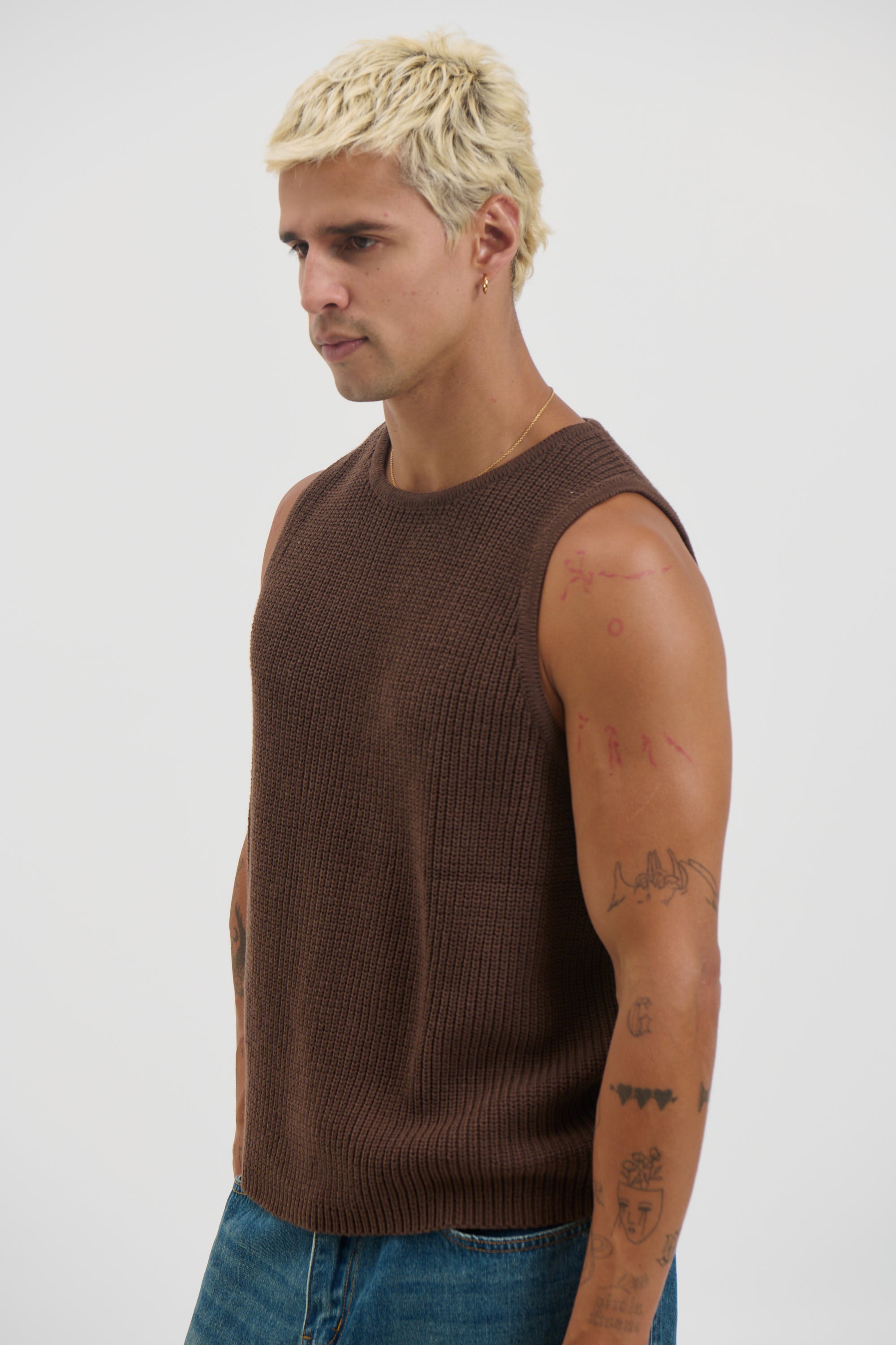 NTH Chunky Knit Tank Choc