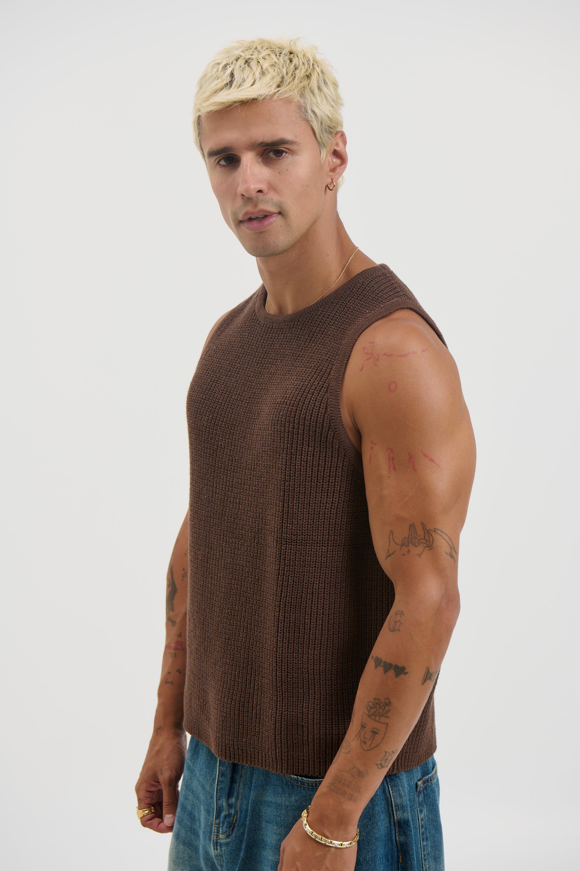 NTH Chunky Knit Tank Choc
