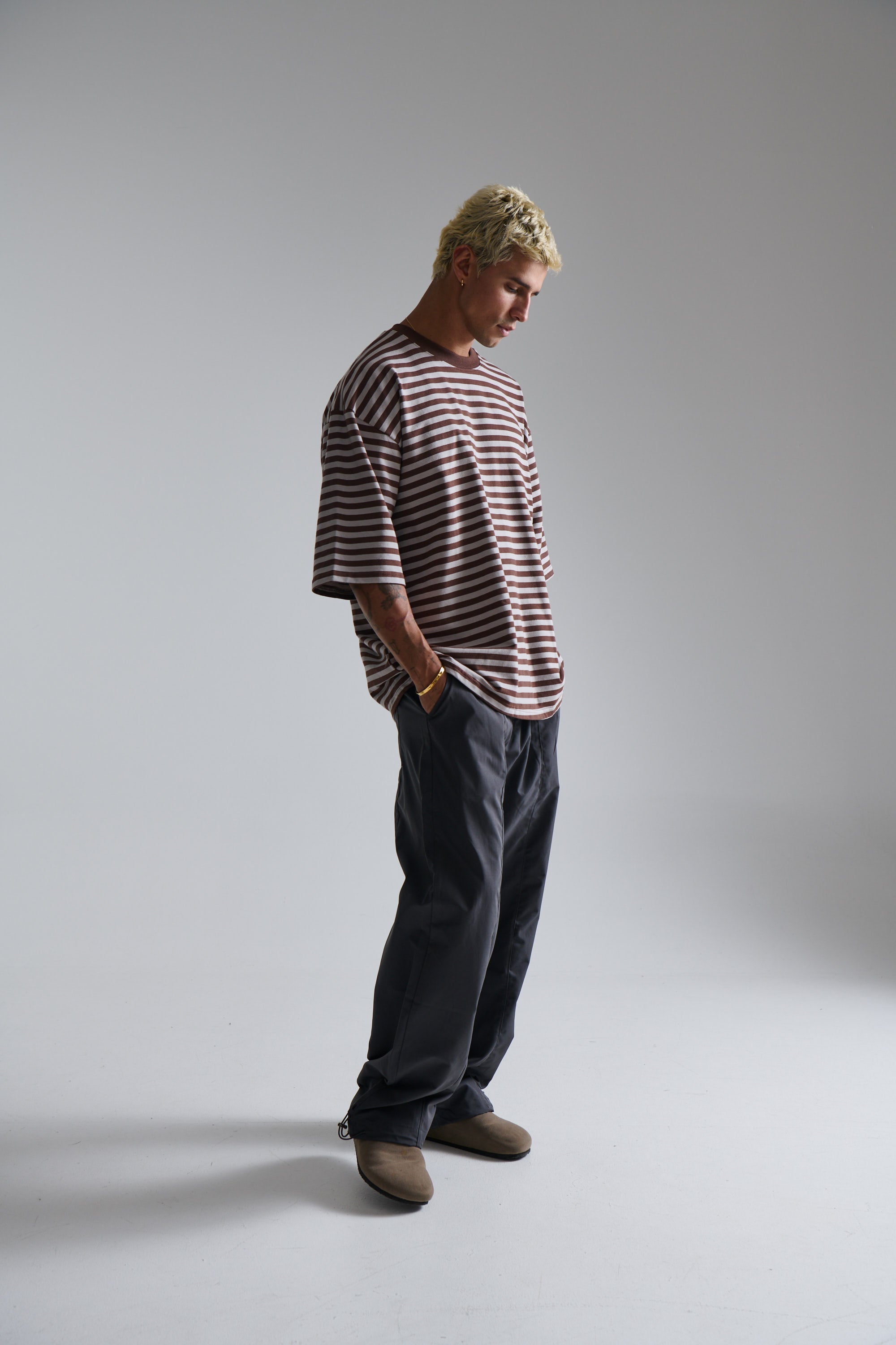 Lesley Stripe Crew Tee Choc