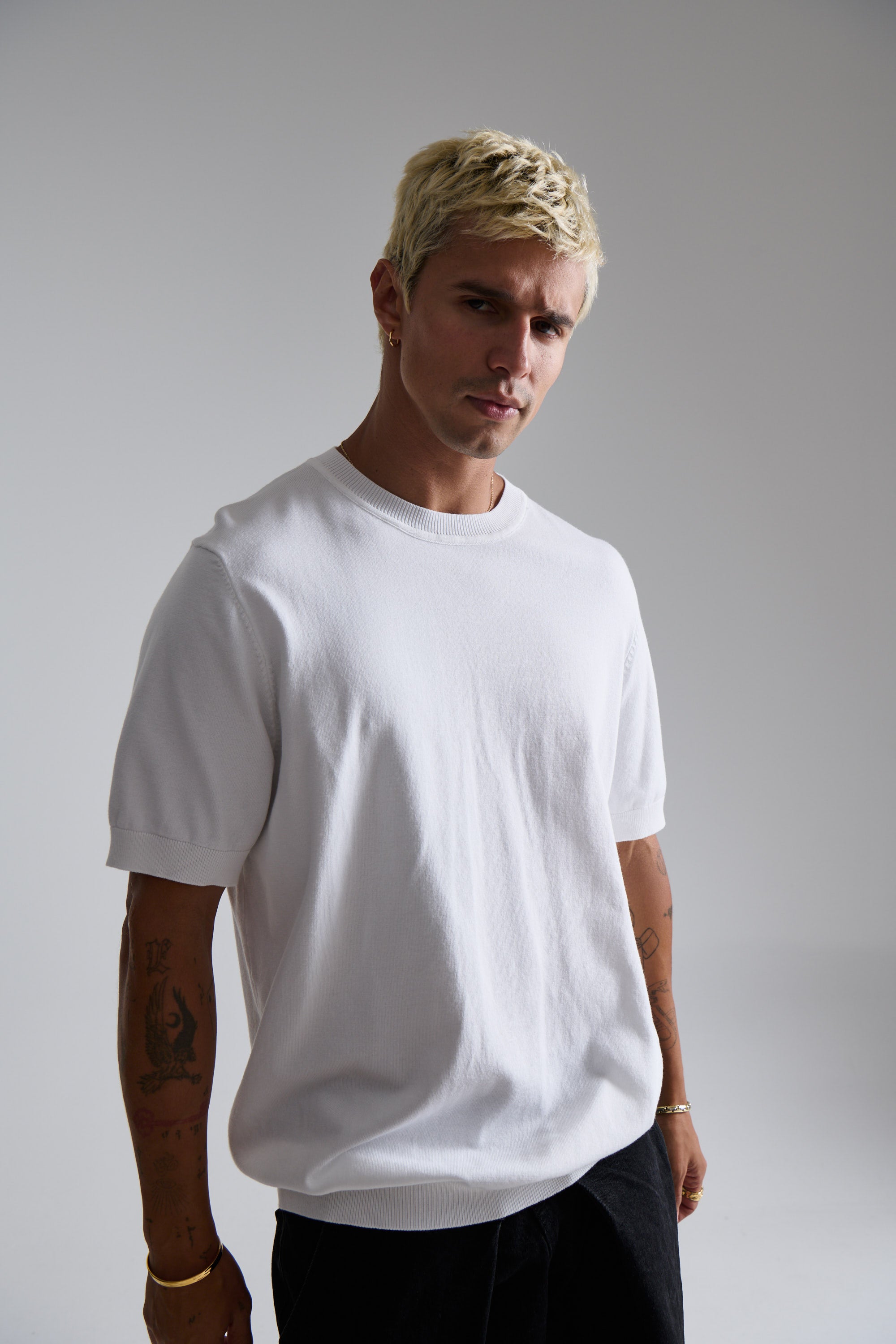 Nigel Fitted Knitted Tee White