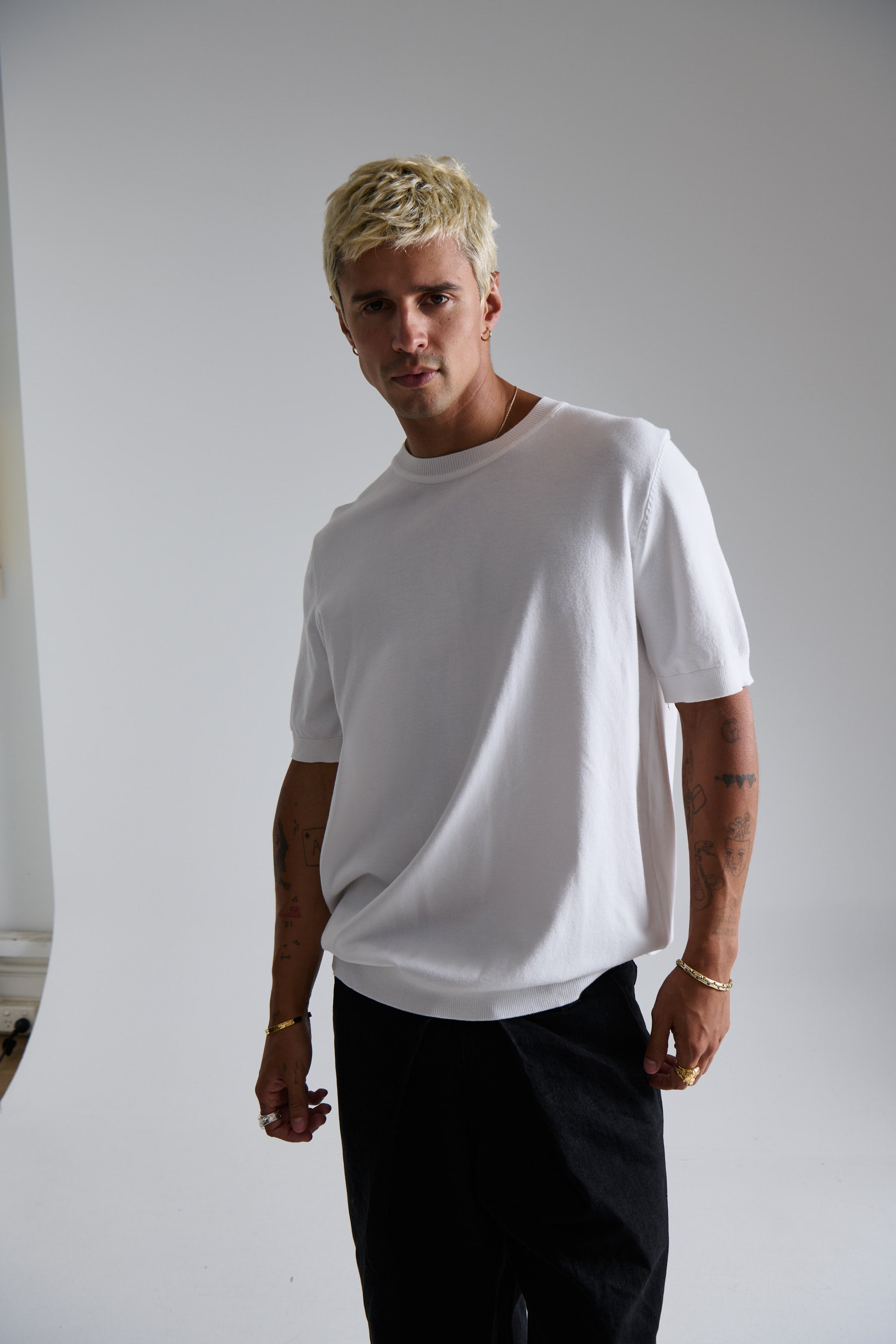 Nigel Fitted Knitted Tee White