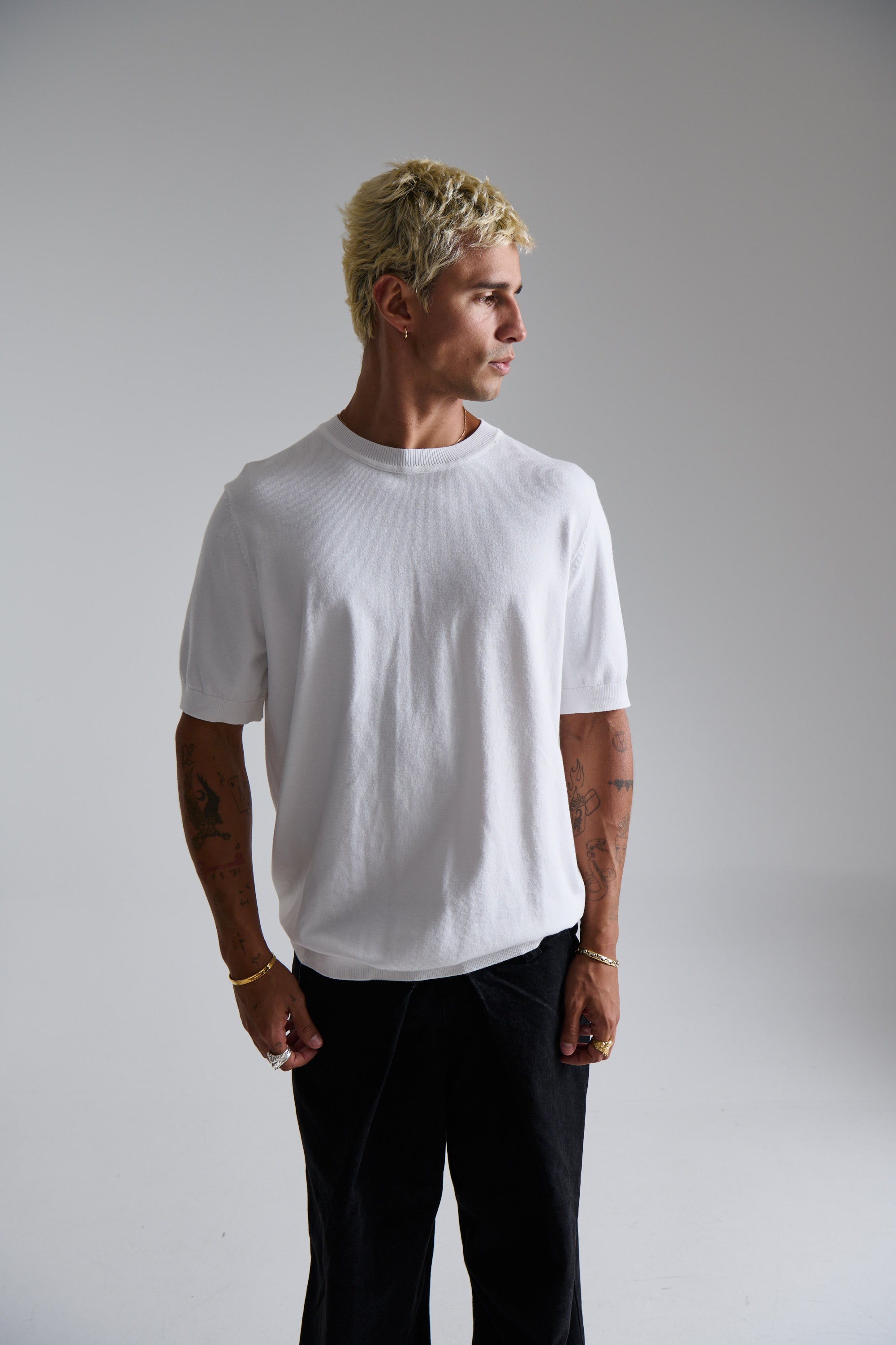Nigel Fitted Knitted Tee White