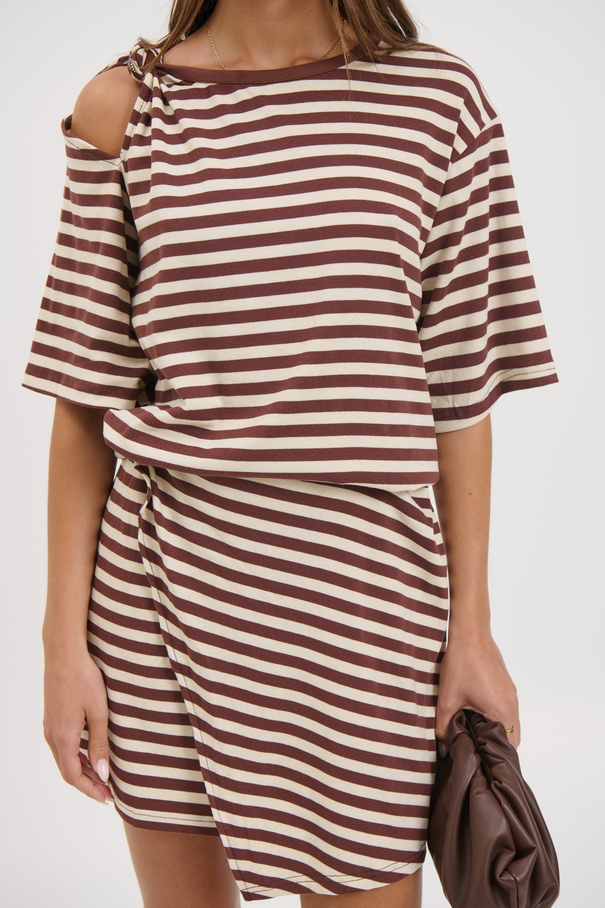 Anastasia Tee Dress Chocolate Stripe