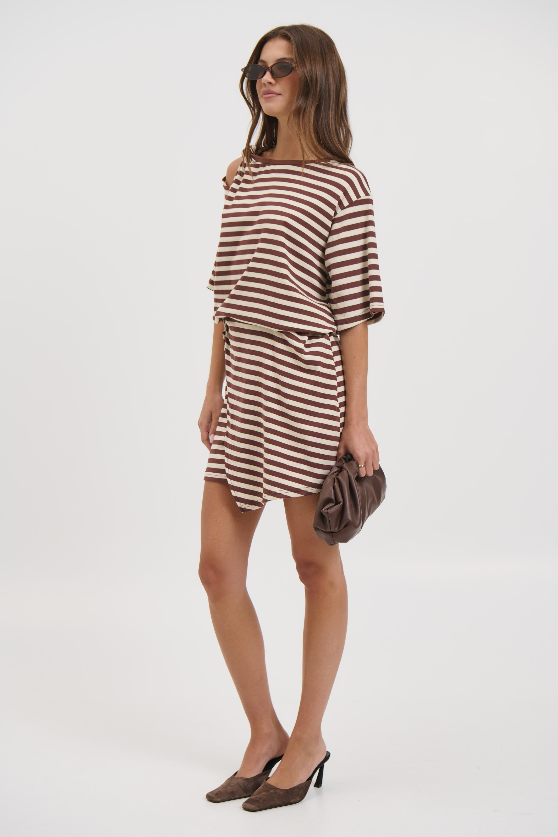 Anastasia Tee Dress Chocolate Stripe