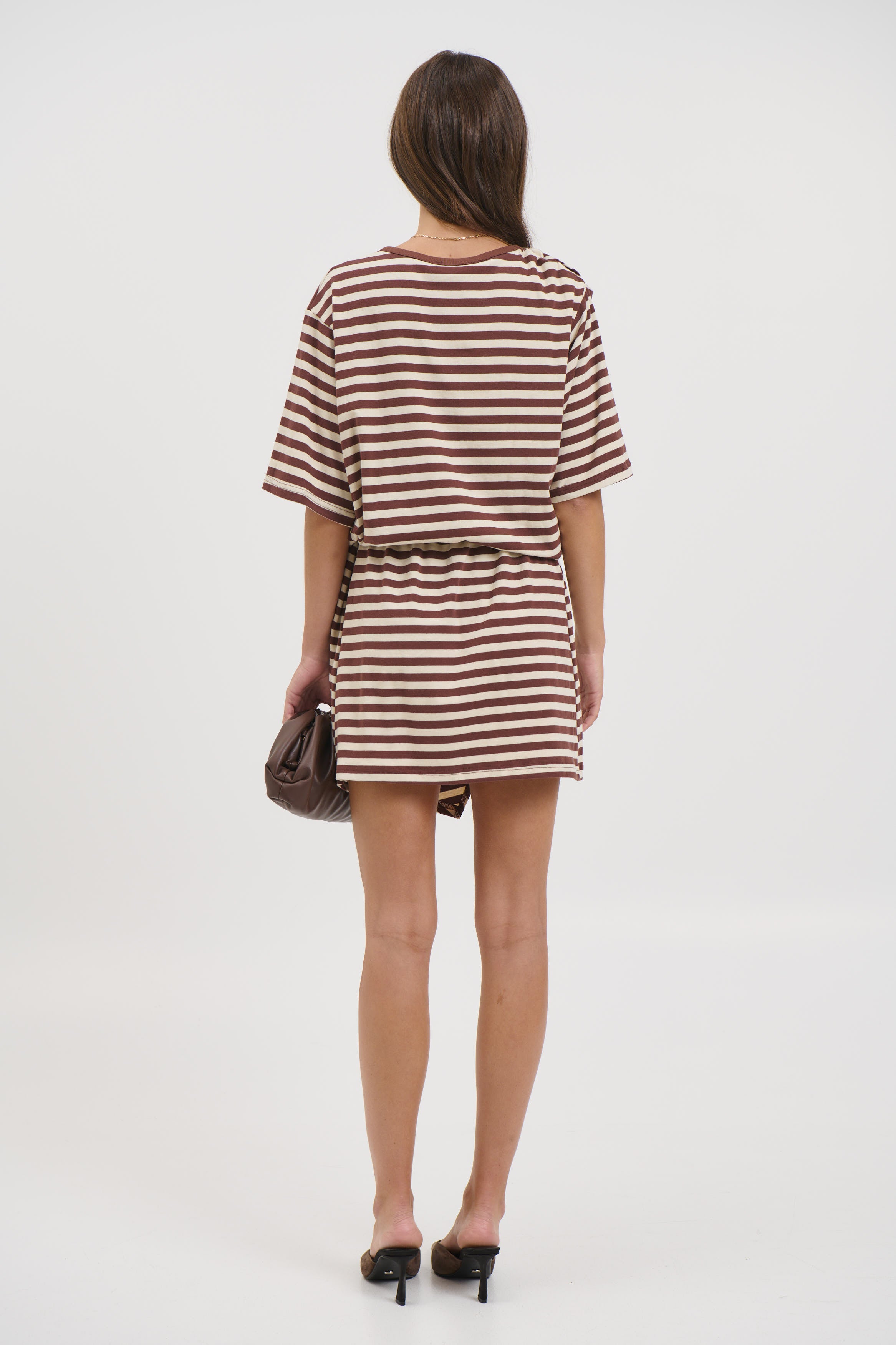 Anastasia Tee Dress Chocolate Stripe