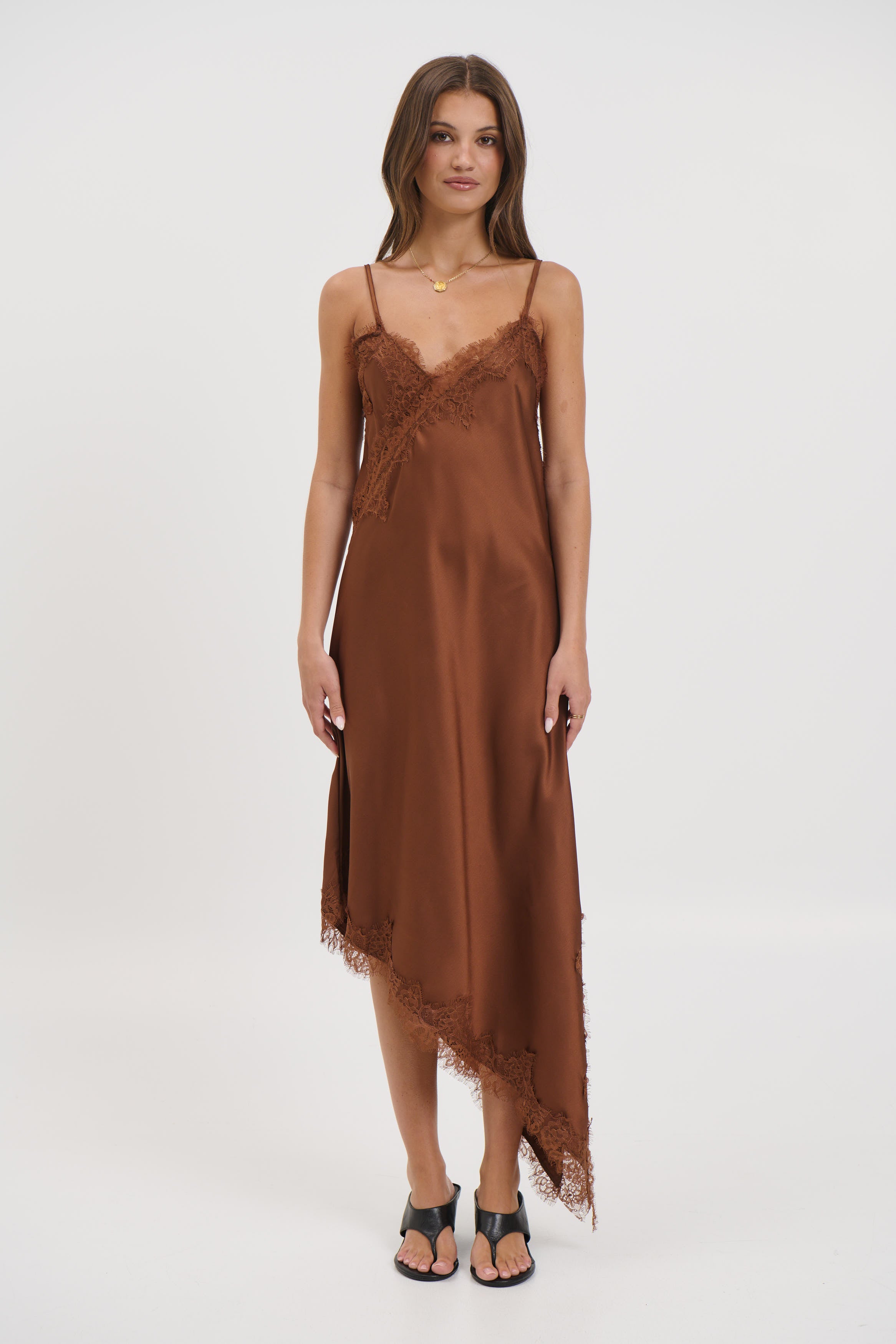Blair Lace Midi Dress Chocolate