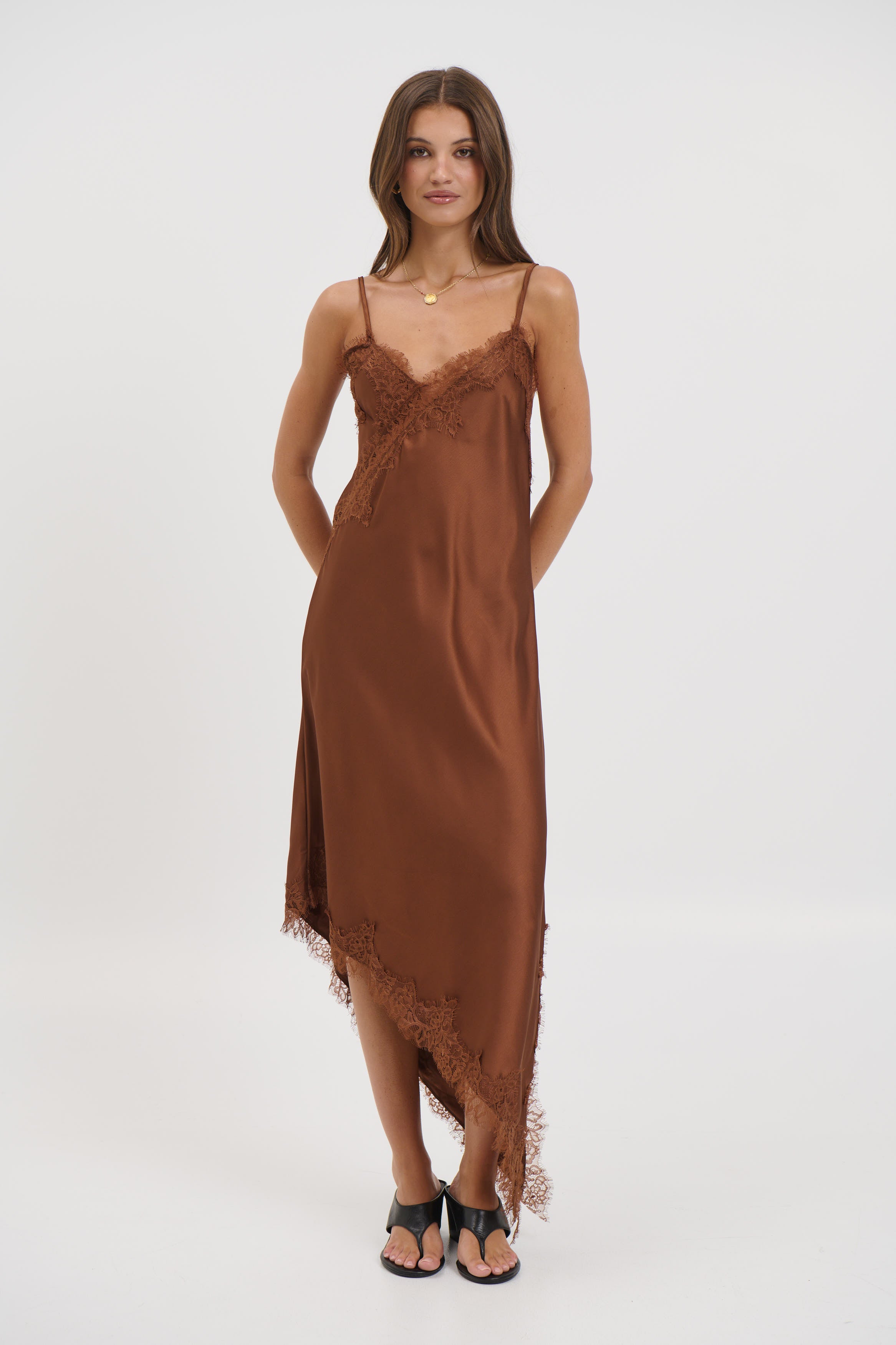 Blair Lace Midi Dress Chocolate