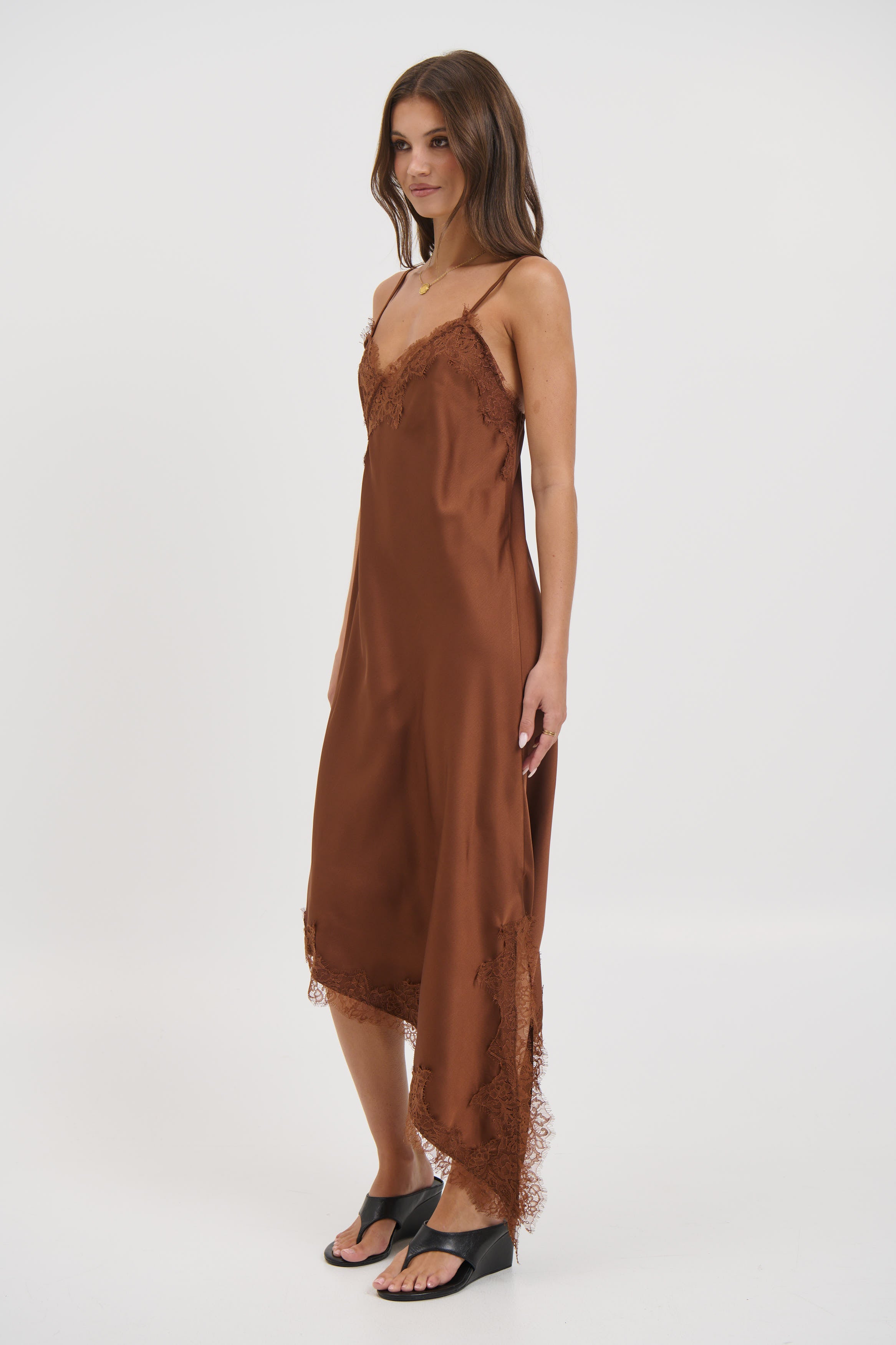 Blair Lace Midi Dress Chocolate