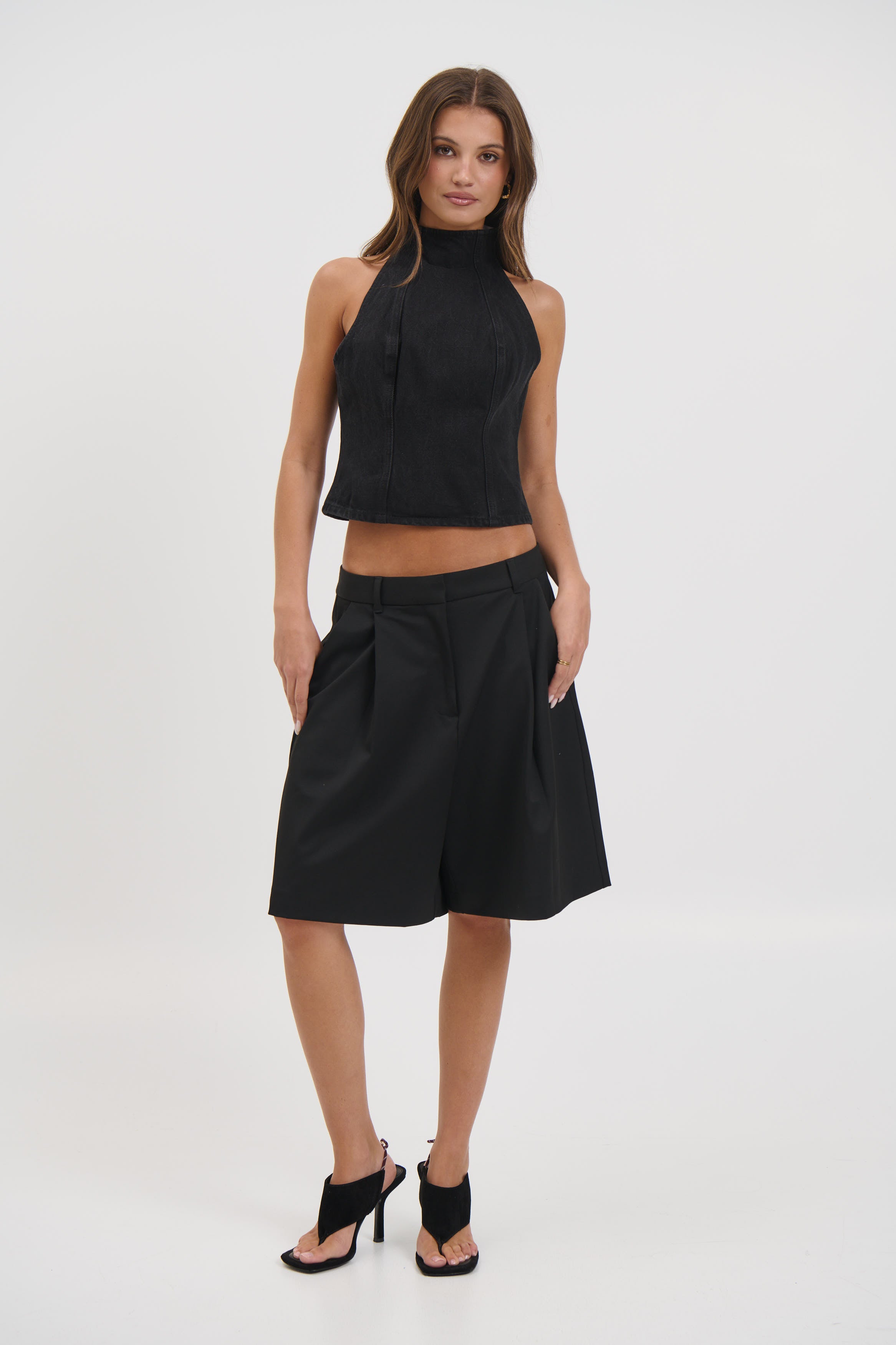 Thea Denim Turtleneck Backstage Black