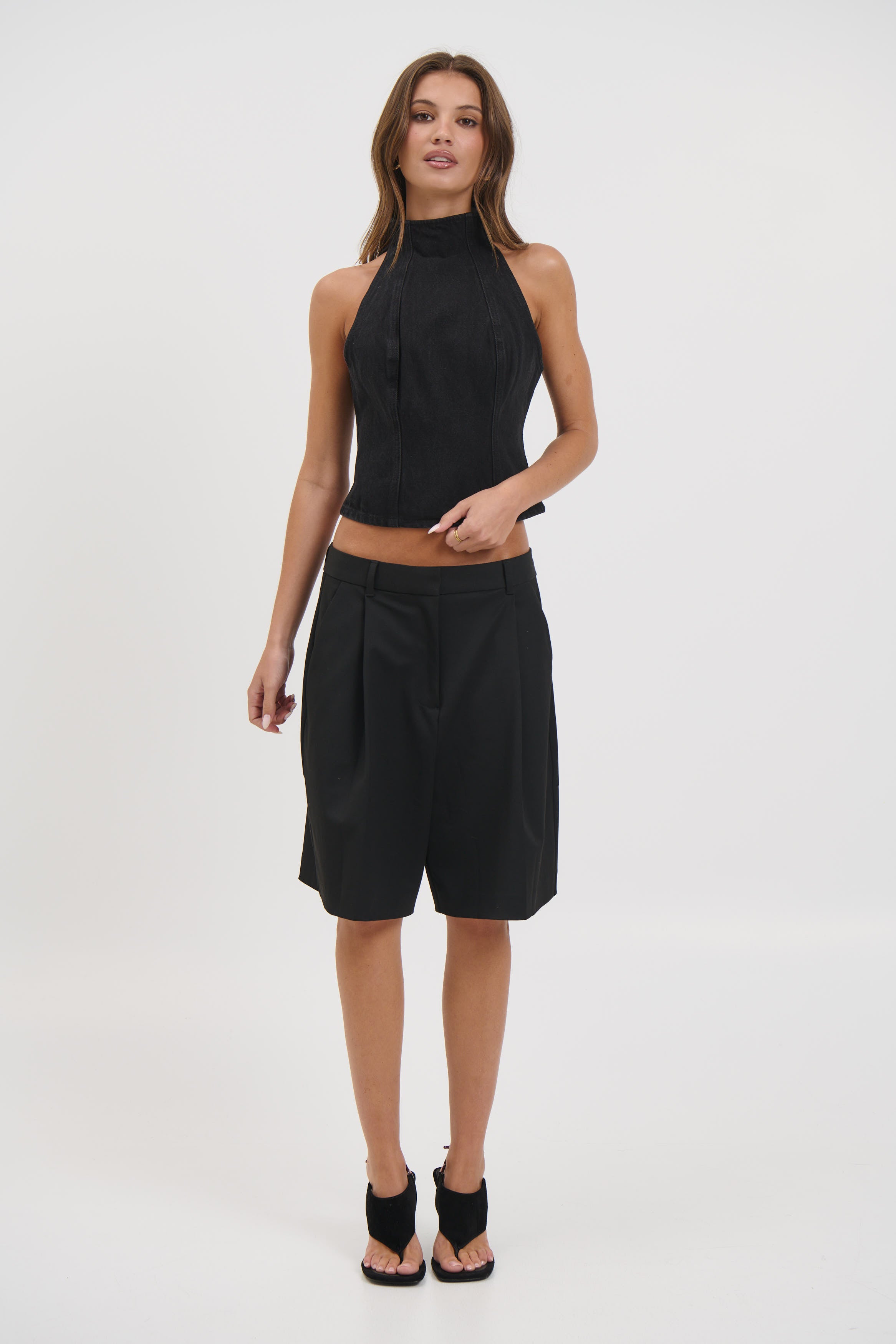 Thea Denim Turtleneck Backstage Black