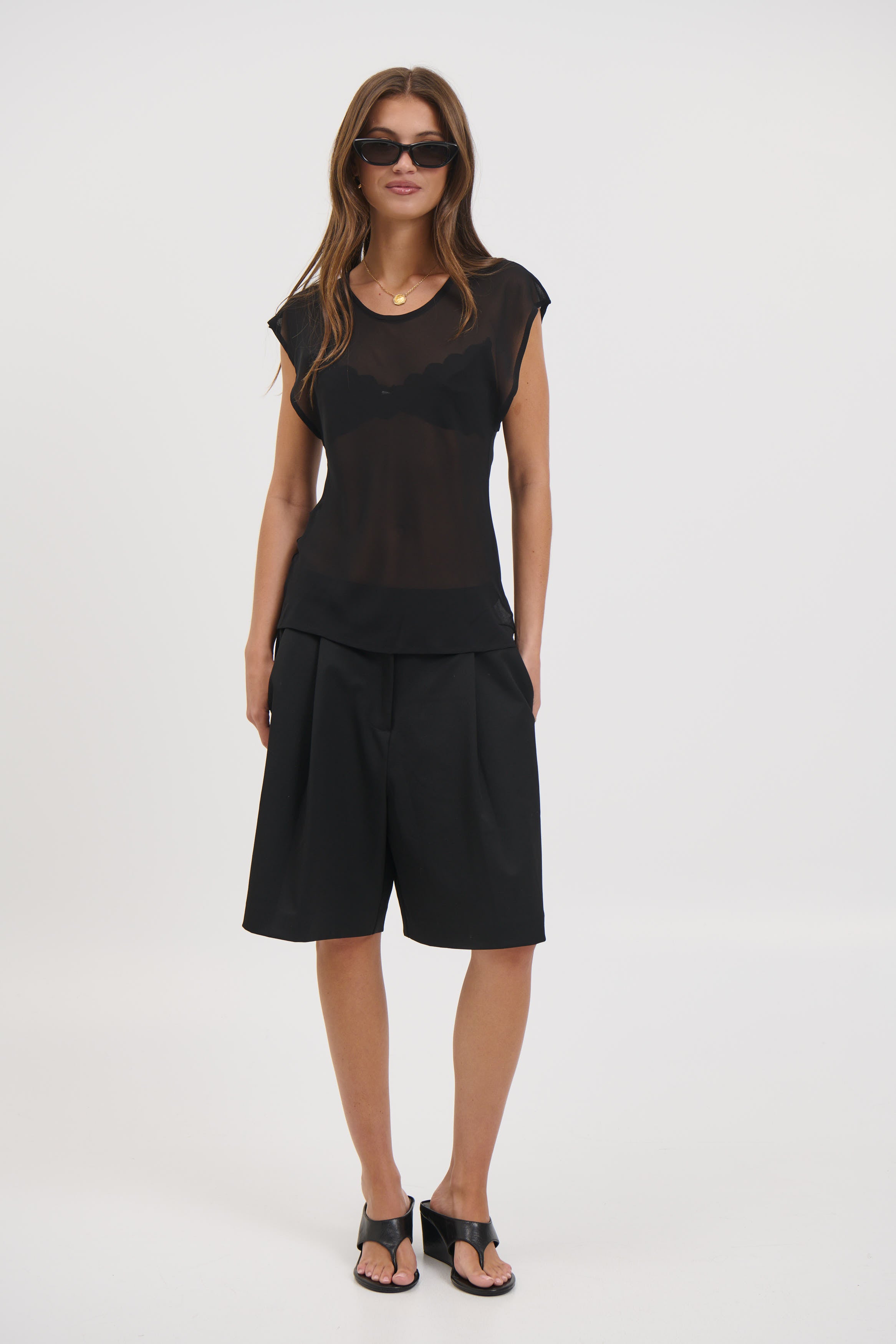 Camille Sheer Top Black