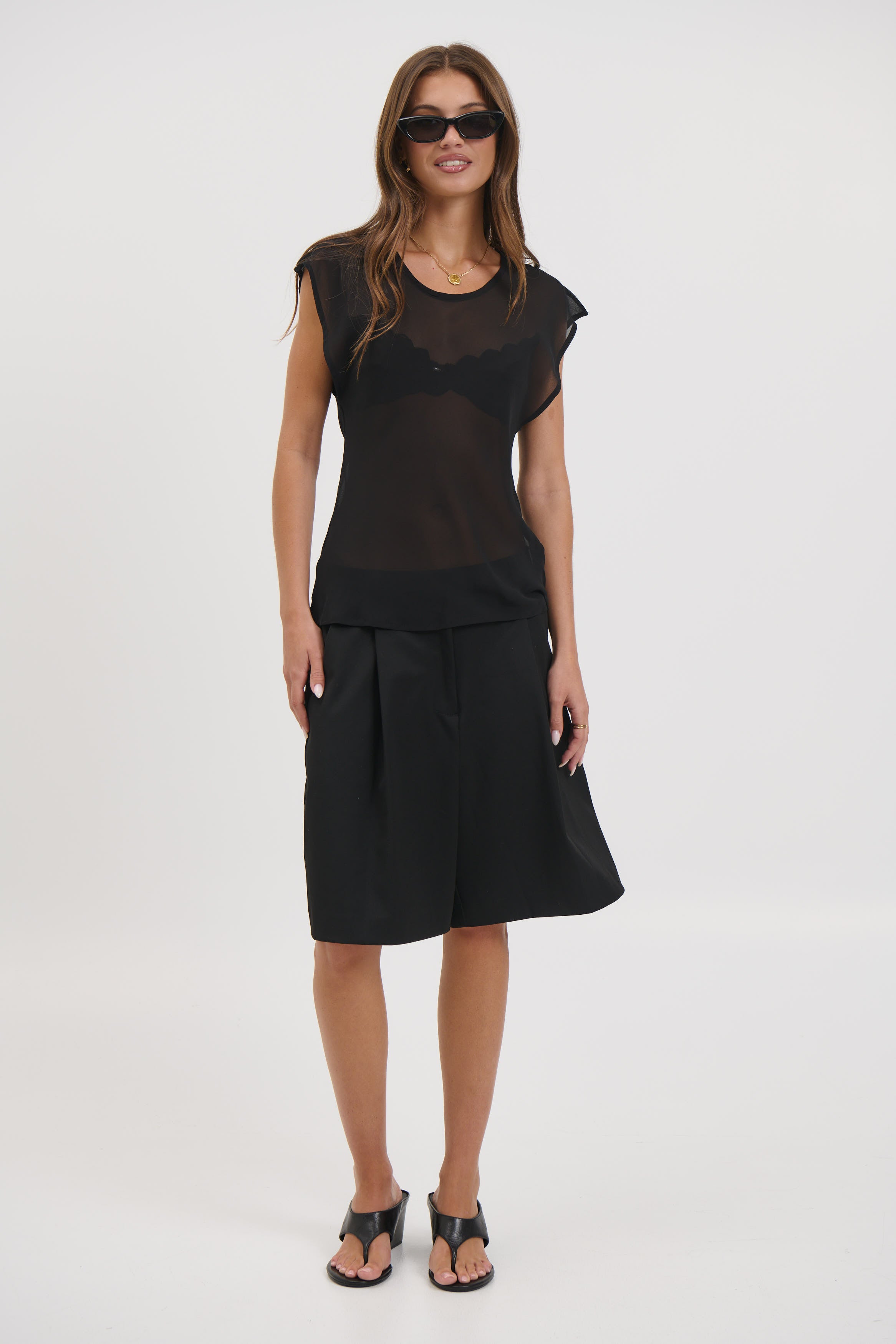 Camille Sheer Top Black