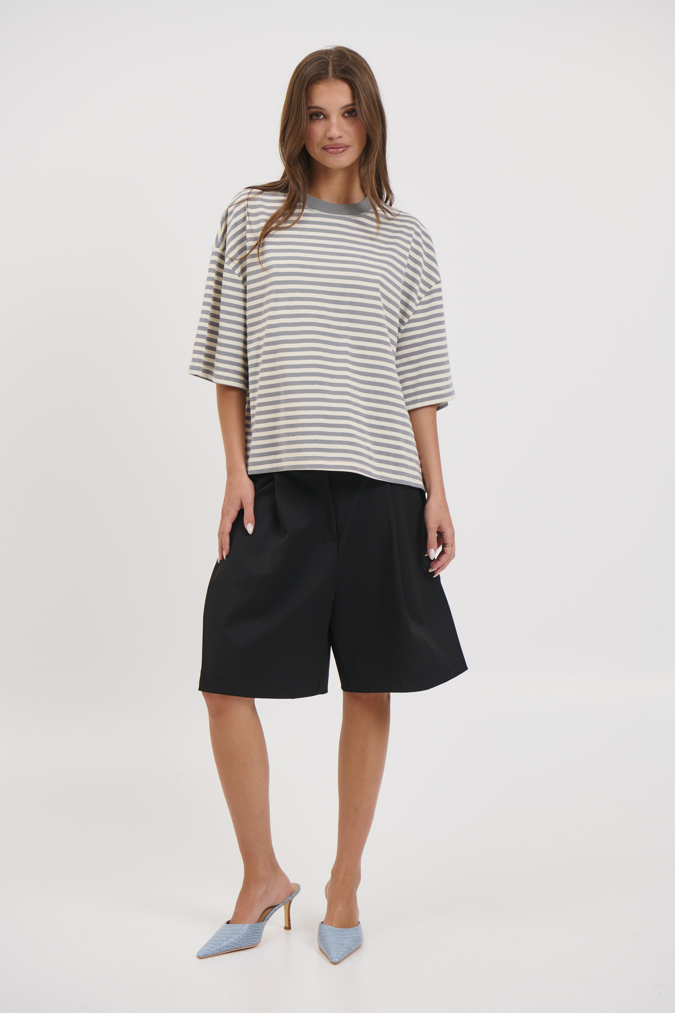 Bloom Short Sleeve Ash Stripe