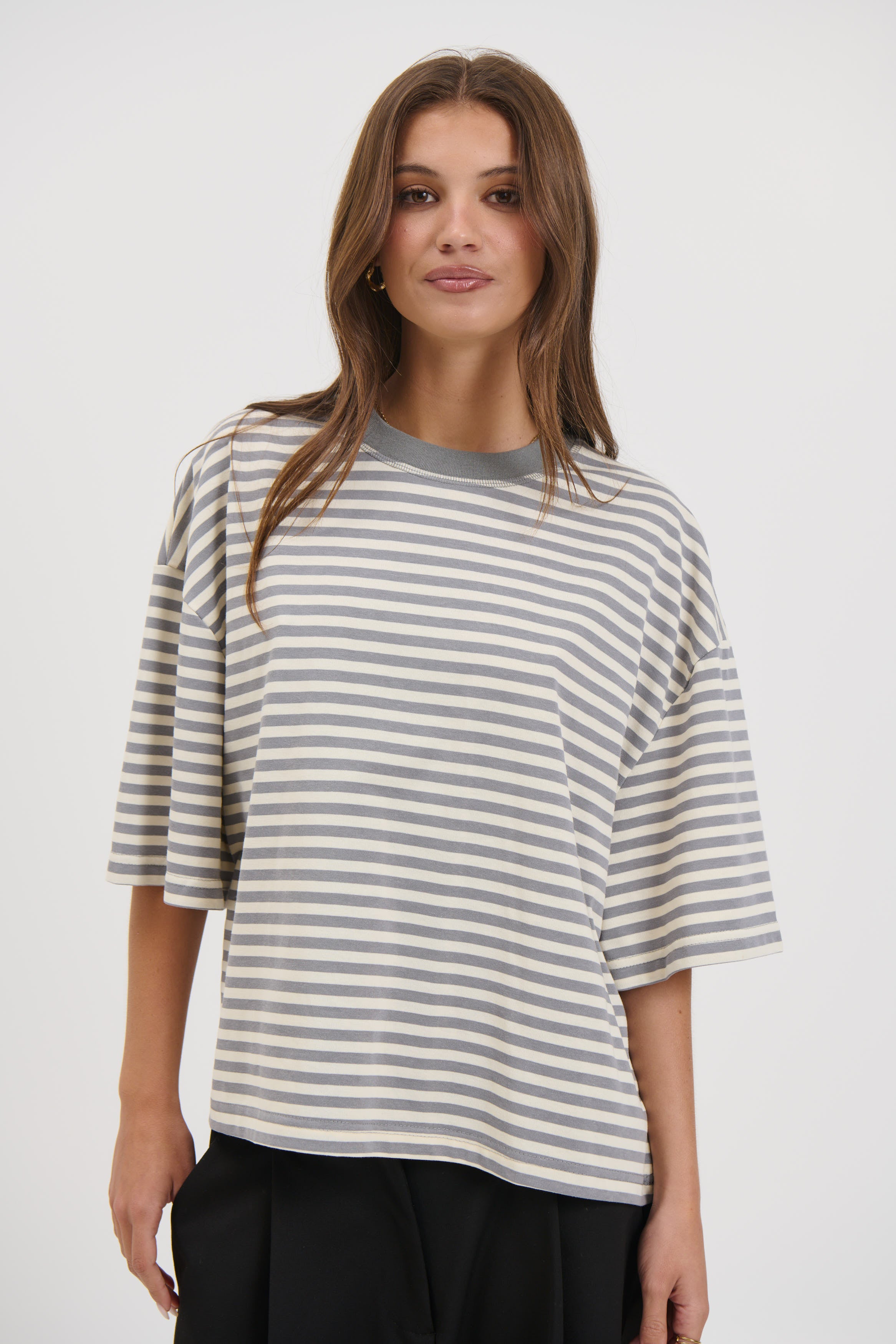 Bloom Short Sleeve Ash Stripe