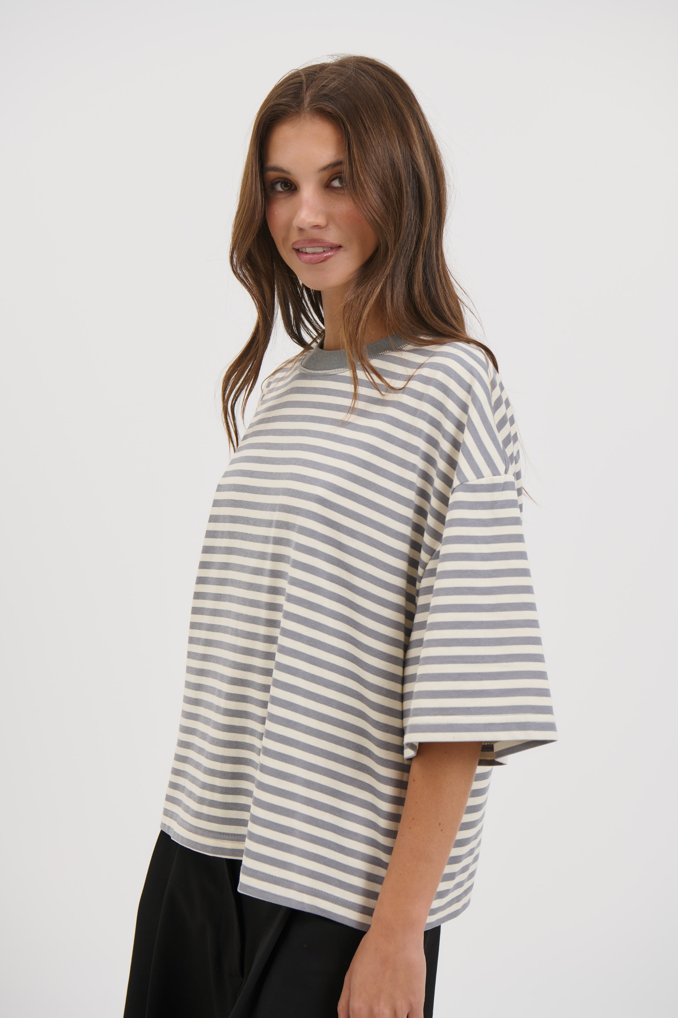 Bloom Short Sleeve Ash Stripe