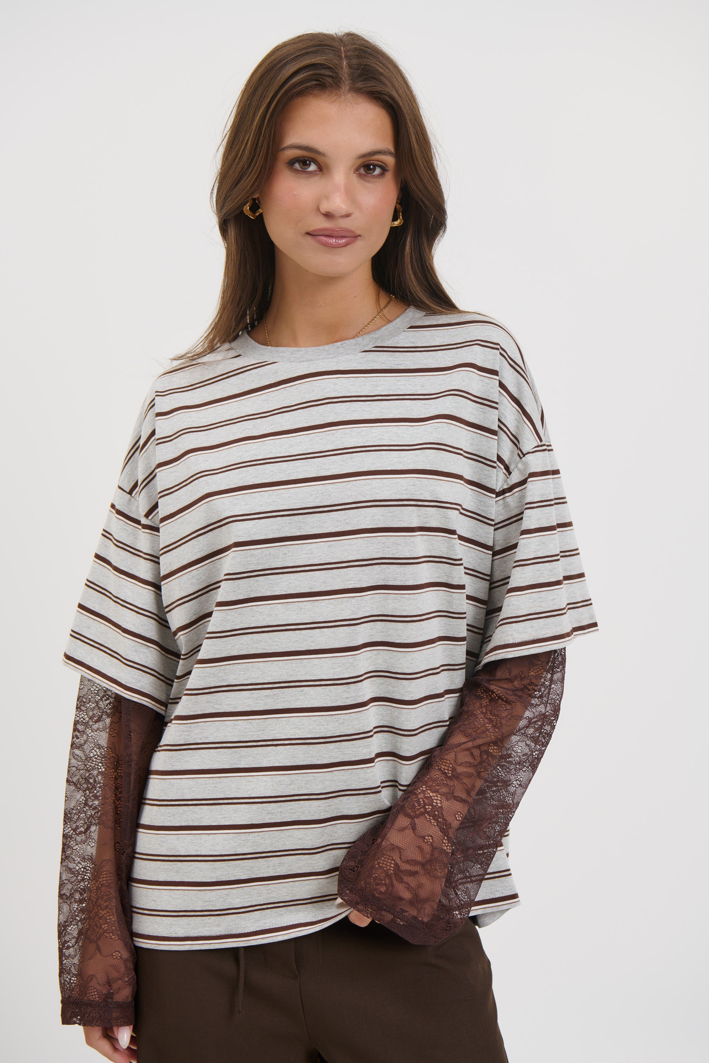 Micca Lace Tee Grey