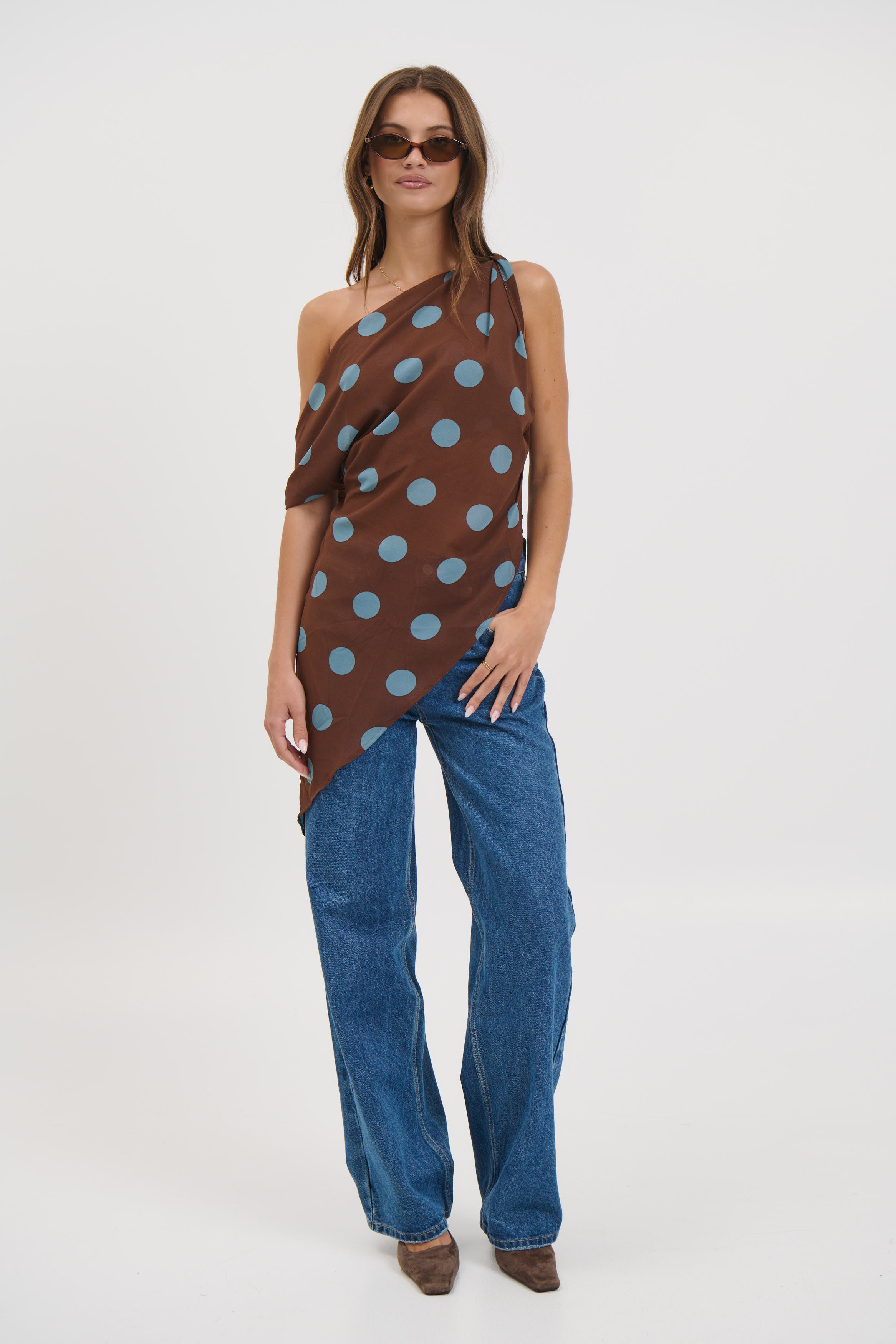 Shay Asymmetrical Top Chocolate